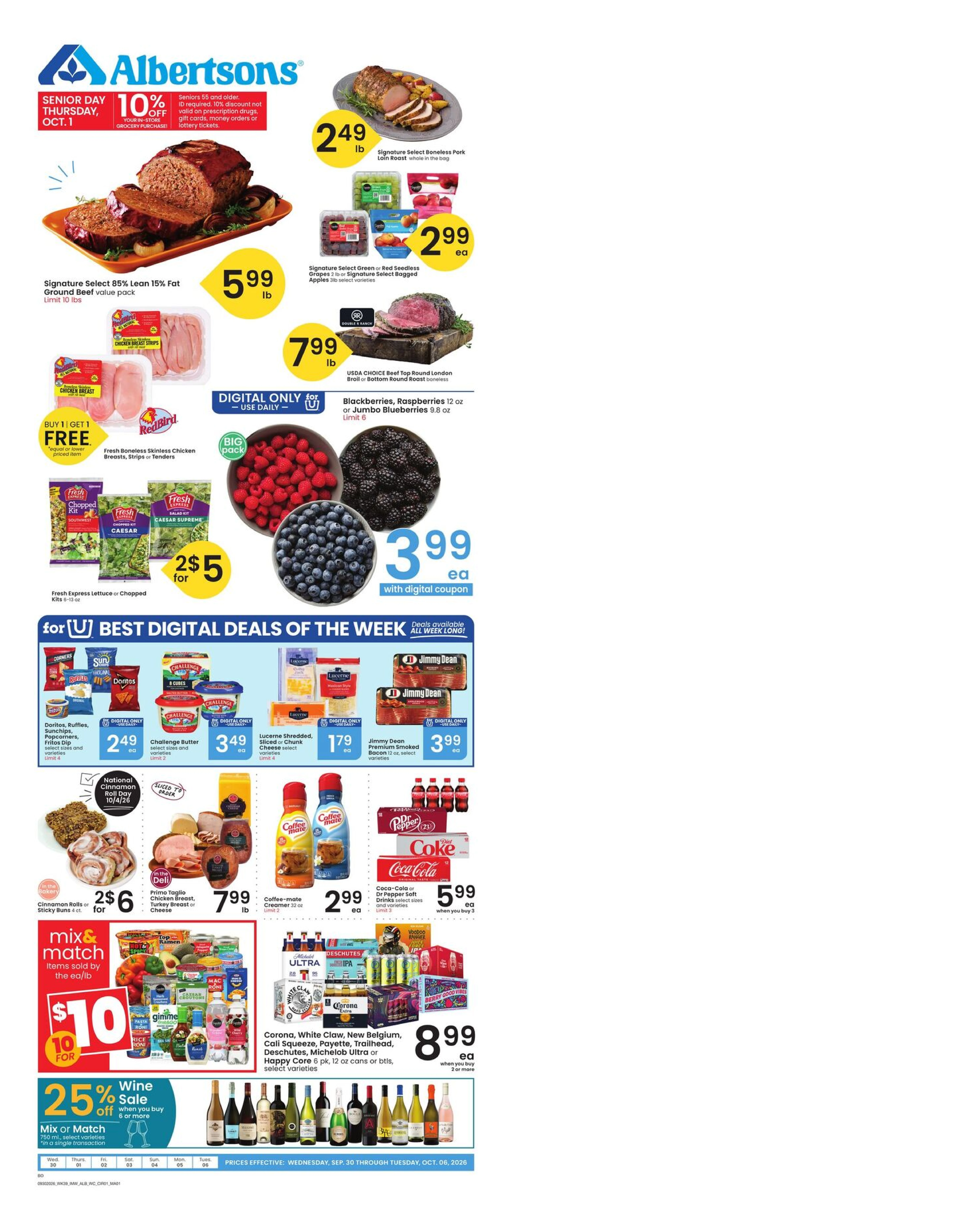 Albertsons Page 1 of 9, weekly ad for Sep 30 - Oct 6, 2026