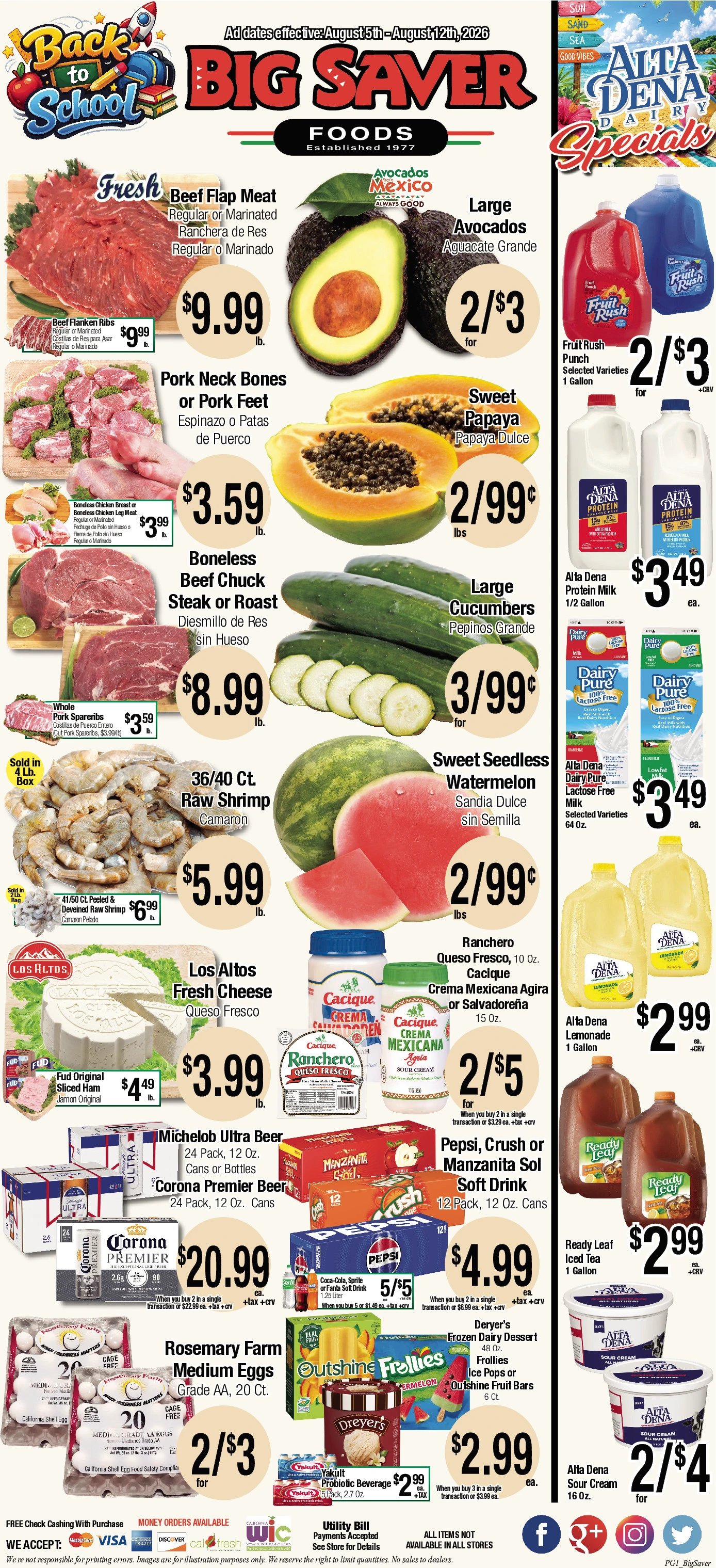 Big Saver Foods Page 1 of 2, weekly ad for Aug 5 - Aug 11, 2026