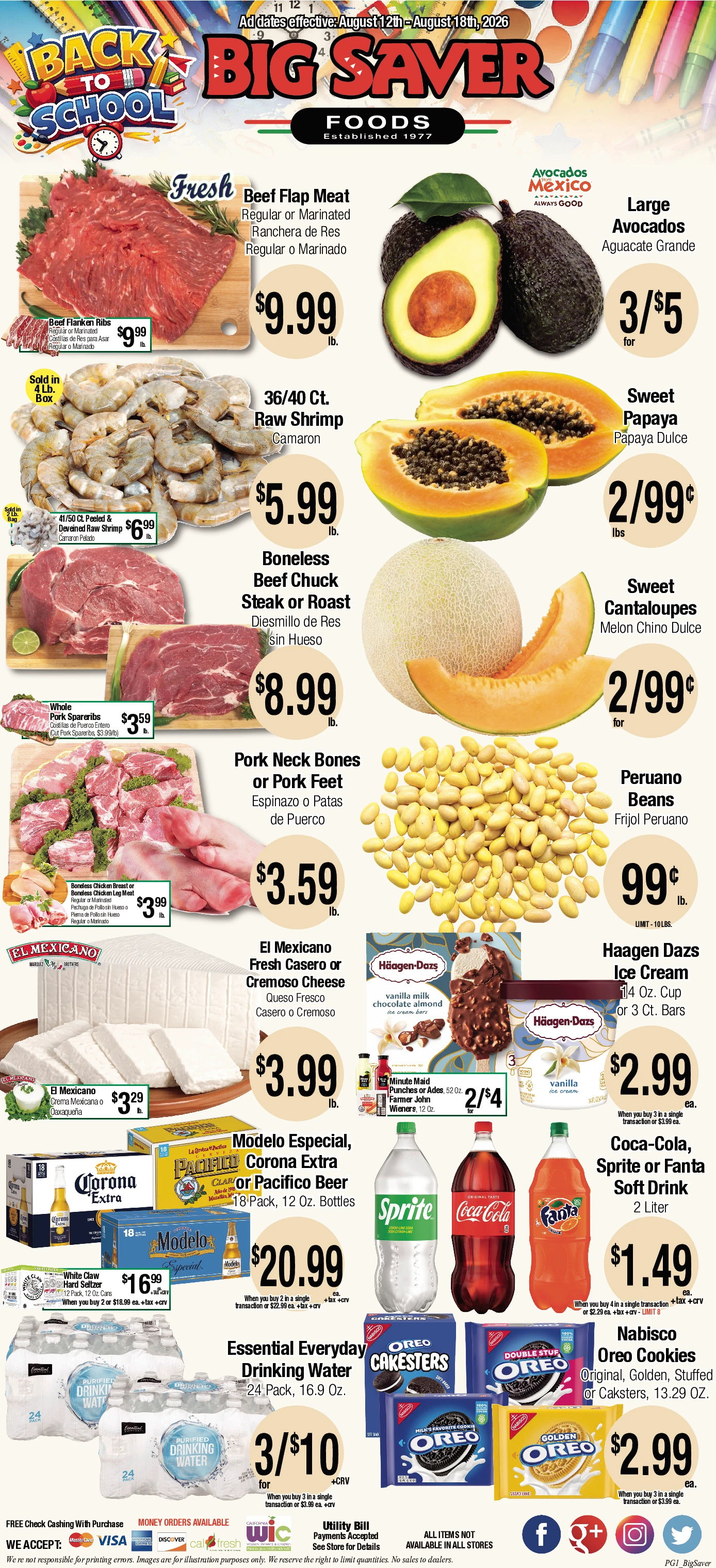 Big Saver Foods Page 1 of 2, weekly ad for Aug 12 - Aug 18, 2026
