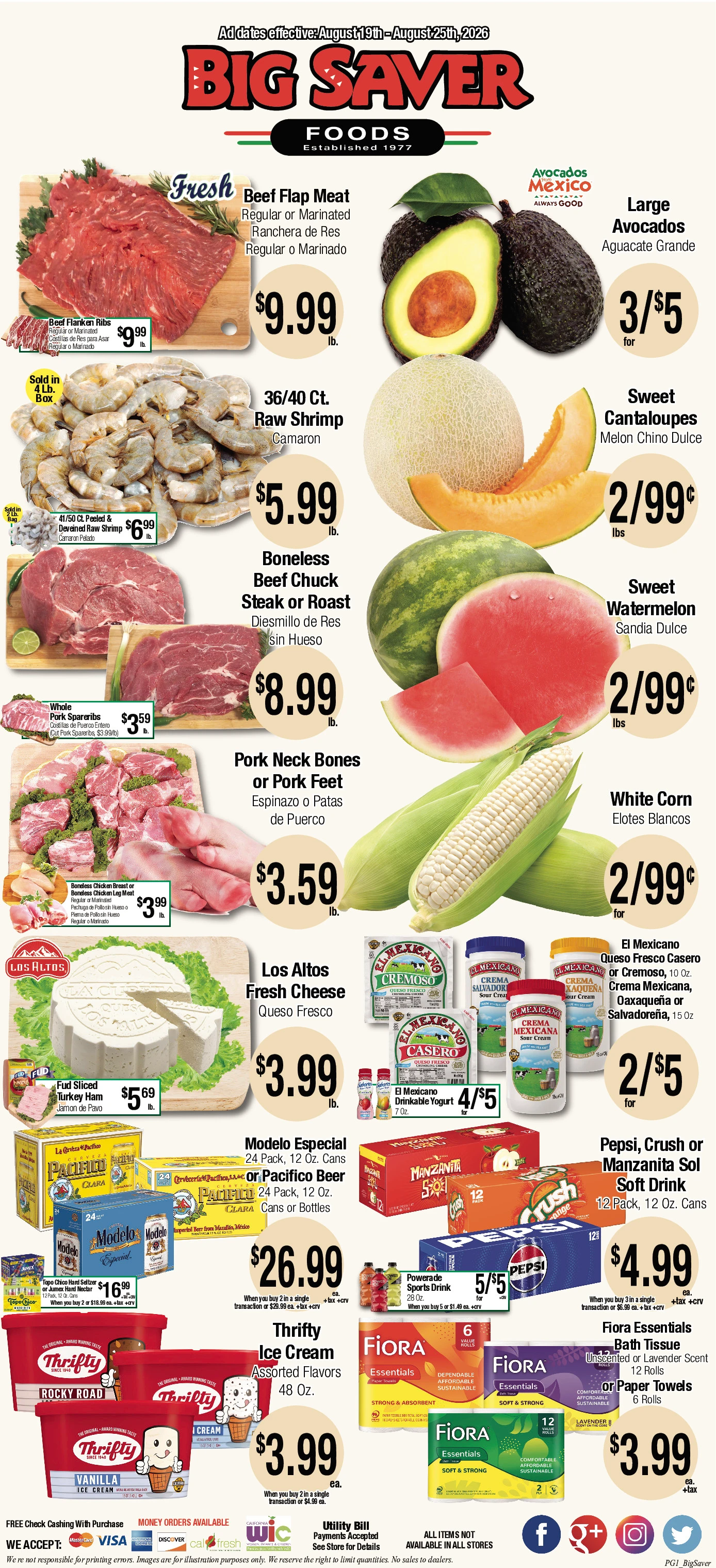 Big Saver Foods Page 1 of 2, weekly ad for Aug 19 - Aug 25, 2026