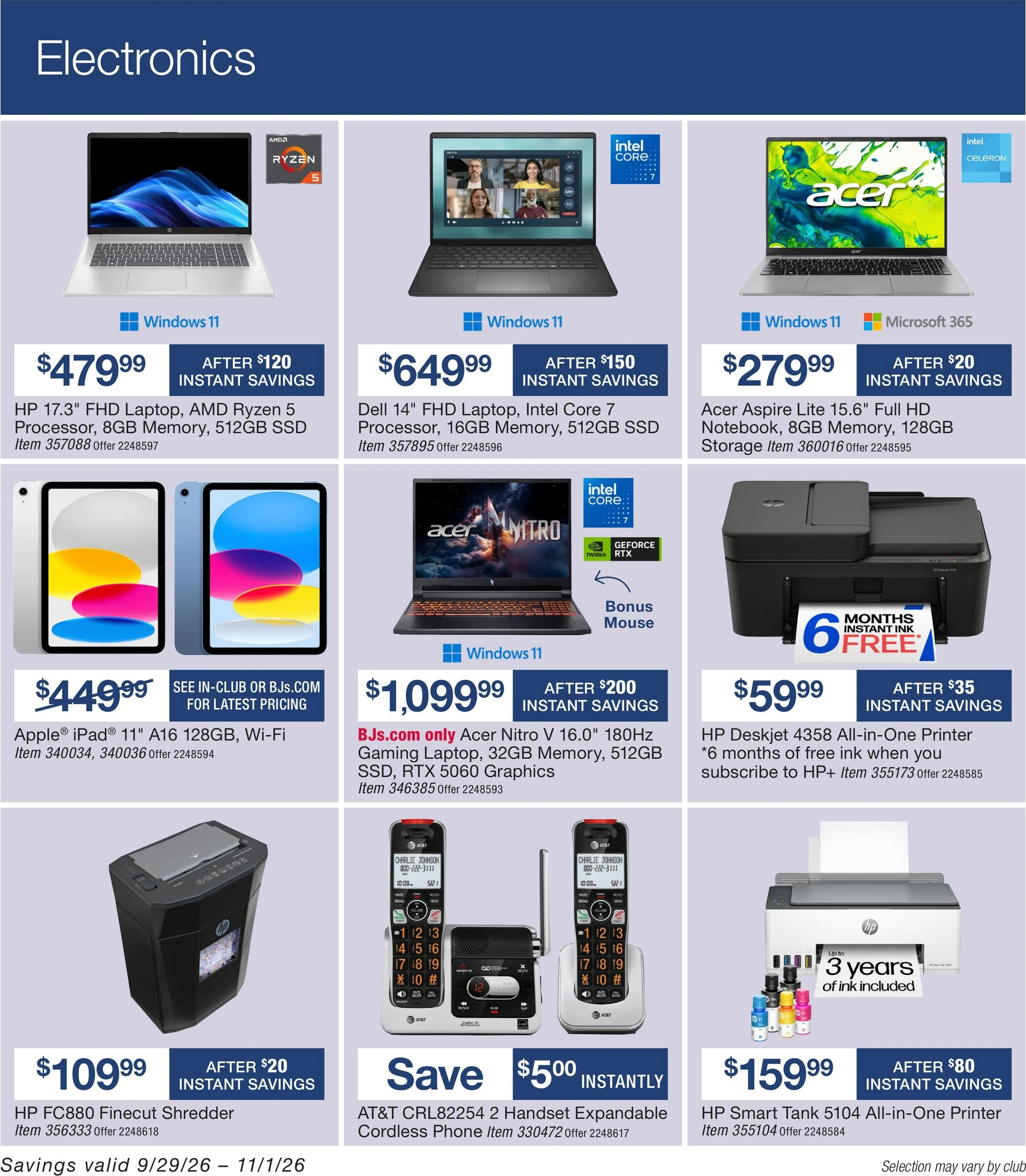 BJ's Wholesale Club Page 40 of 64, weekly ad for Sep 29 - Nov 1, 2026