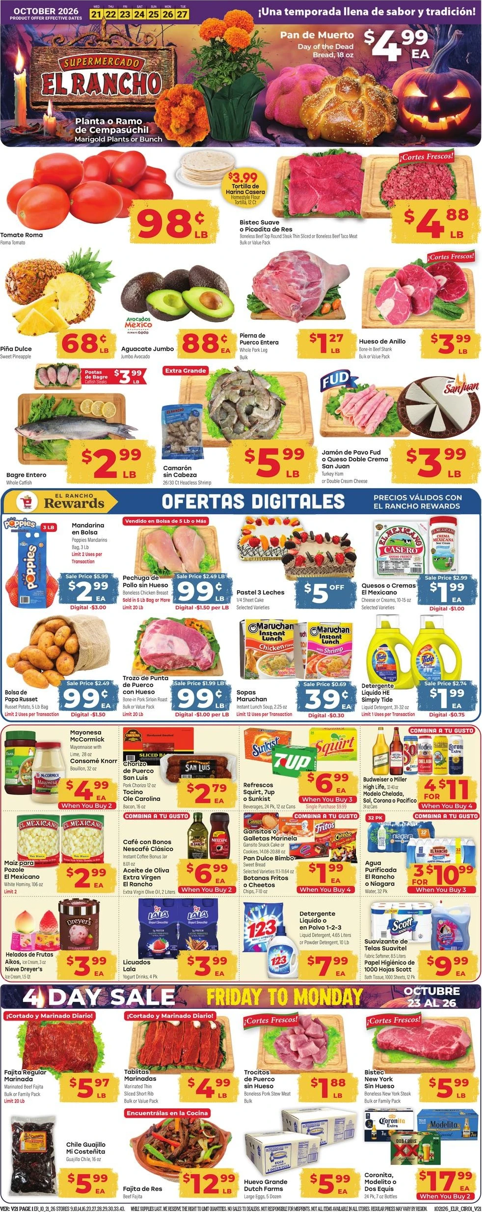 El Rancho Page 1 of 4, weekly ad for Oct 21 - Oct 27, 2026