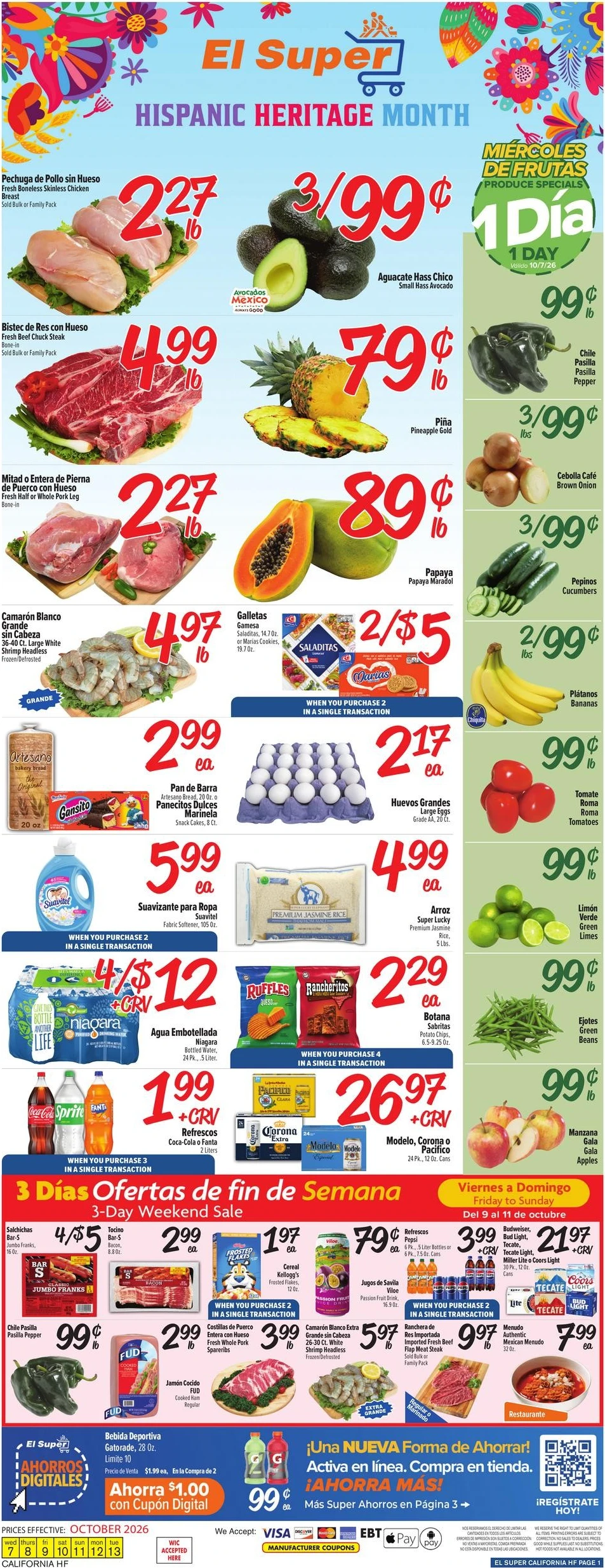 El Super Page 1 of 4, weekly ad for Oct 7 - Oct 13, 2026