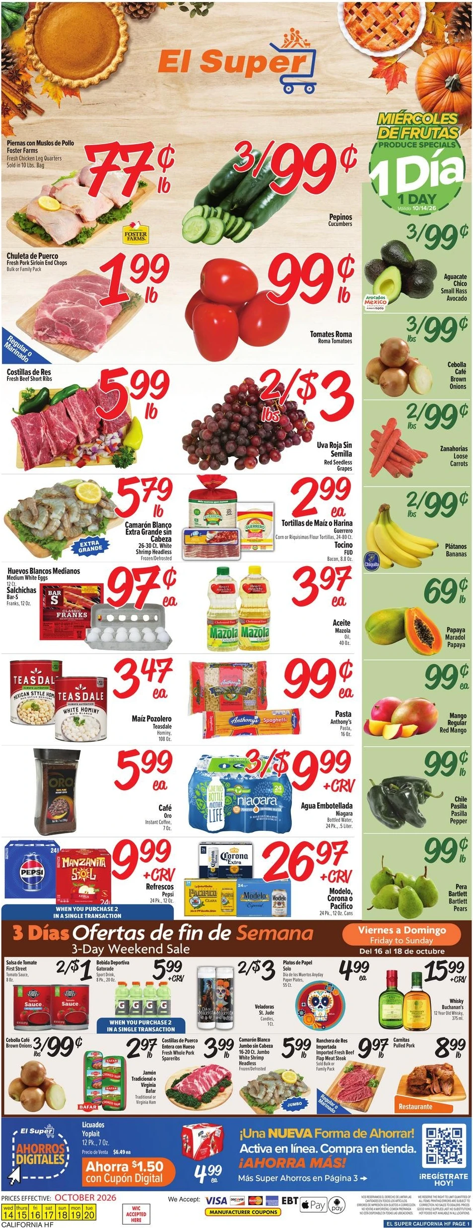 El Super Page 1 of 4, weekly ad for Oct 14 - Oct 20, 2026
