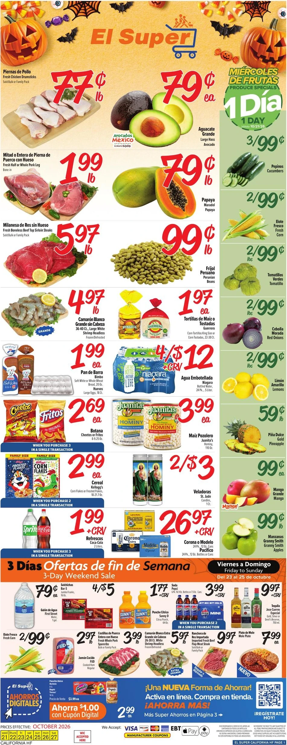 El Super Page 1 of 4, weekly ad for Oct 21 - Oct 27, 2026