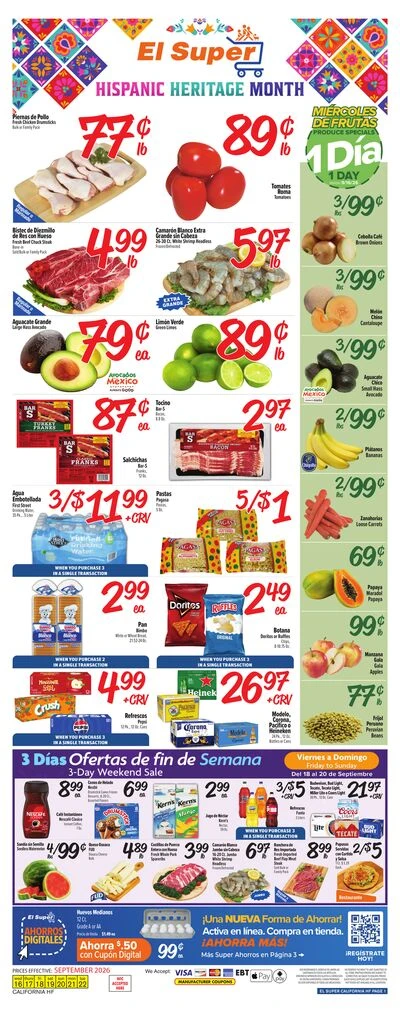 El Super Page 1 of 4, weekly ad for Sep 16 - Sep 22, 2026