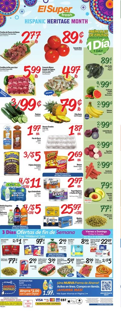 El Super Page 1 of 2, weekly ad for Sep 23 - Sep 29, 2026