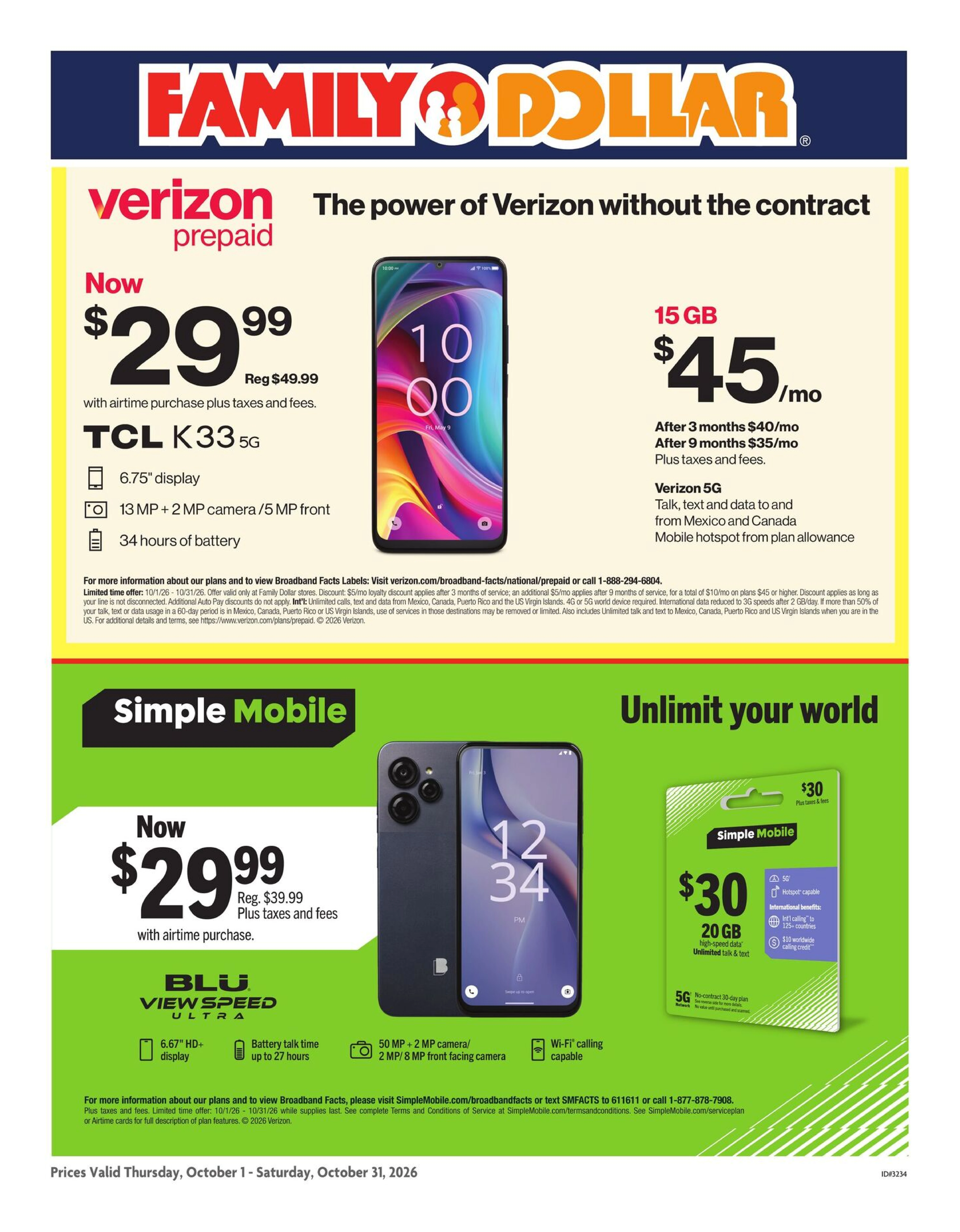 Family Dollar Page 2 of 2, weekly ad for Oct 1 - Oct 31, 2026