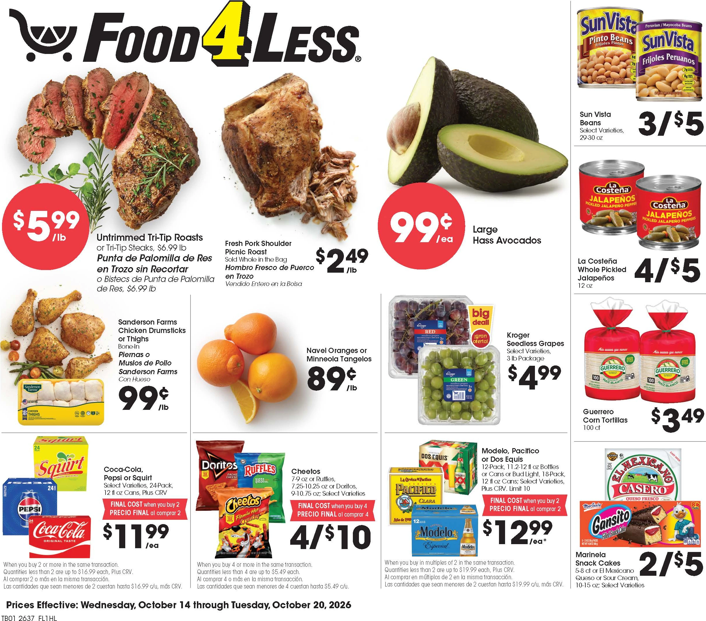 Food 4 Less Page 1 of 9, weekly ad for Oct 14 - Oct 20, 2026