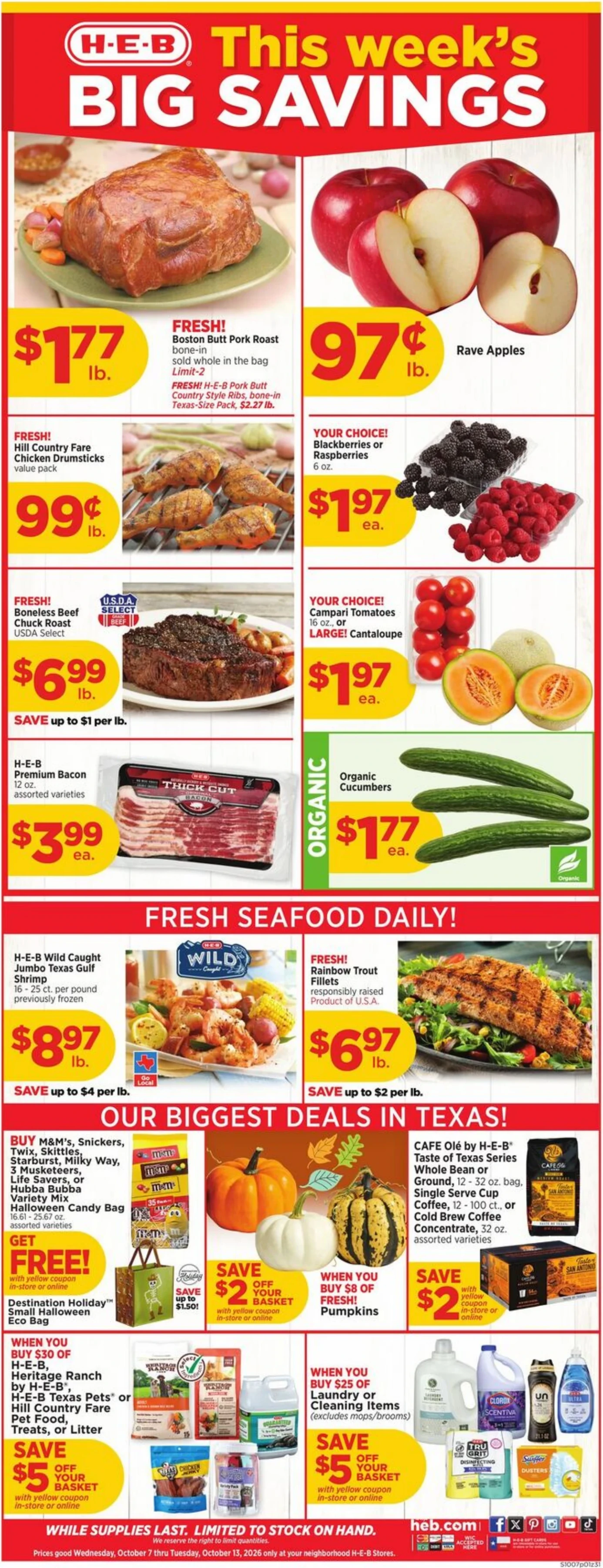 H-E-B Page 1 of 3, weekly ad for Oct 7 - Oct 13, 2026