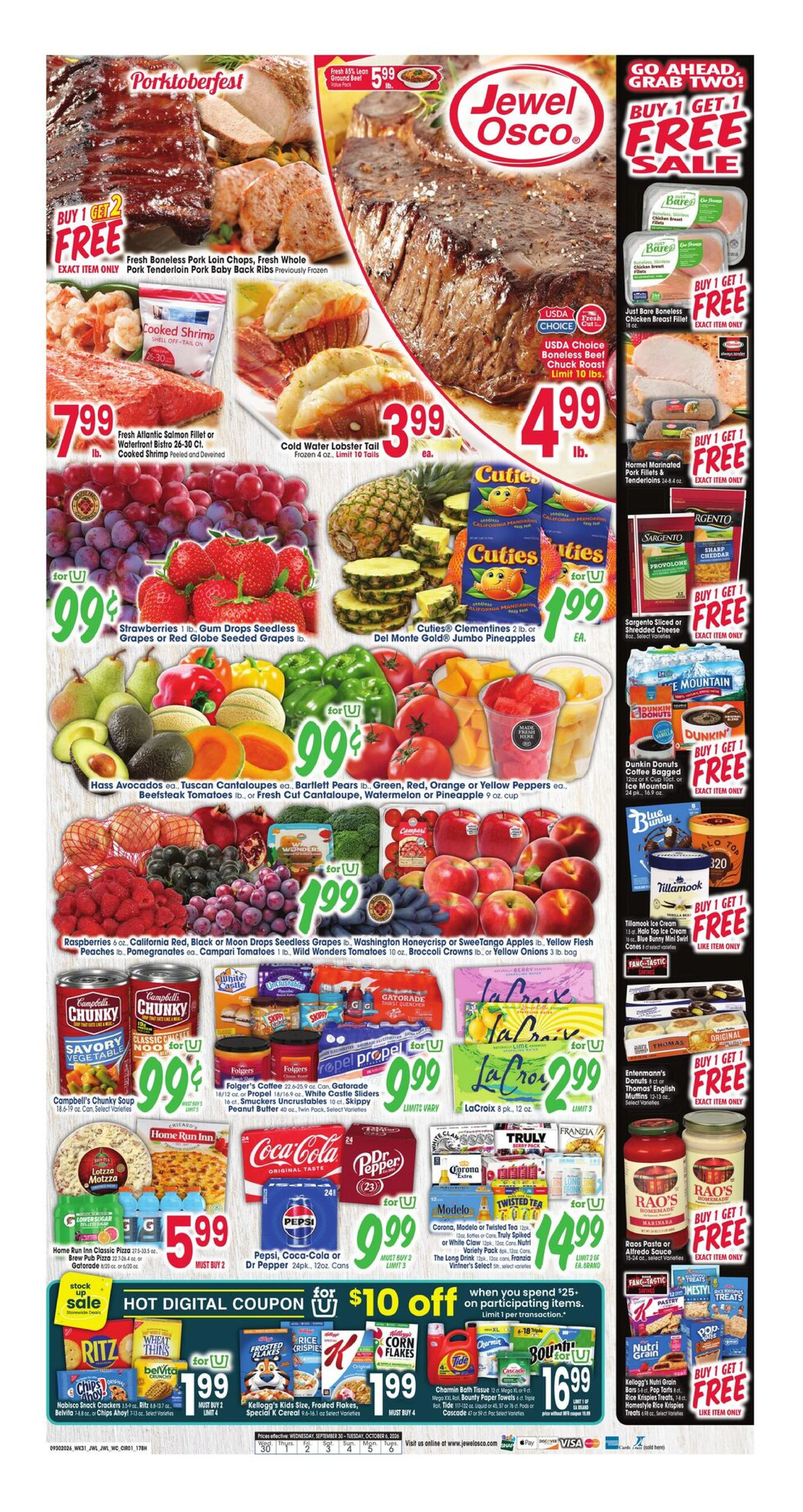 Jewel Osco weekly ad flyer, Sep30 – Oct06, 2026