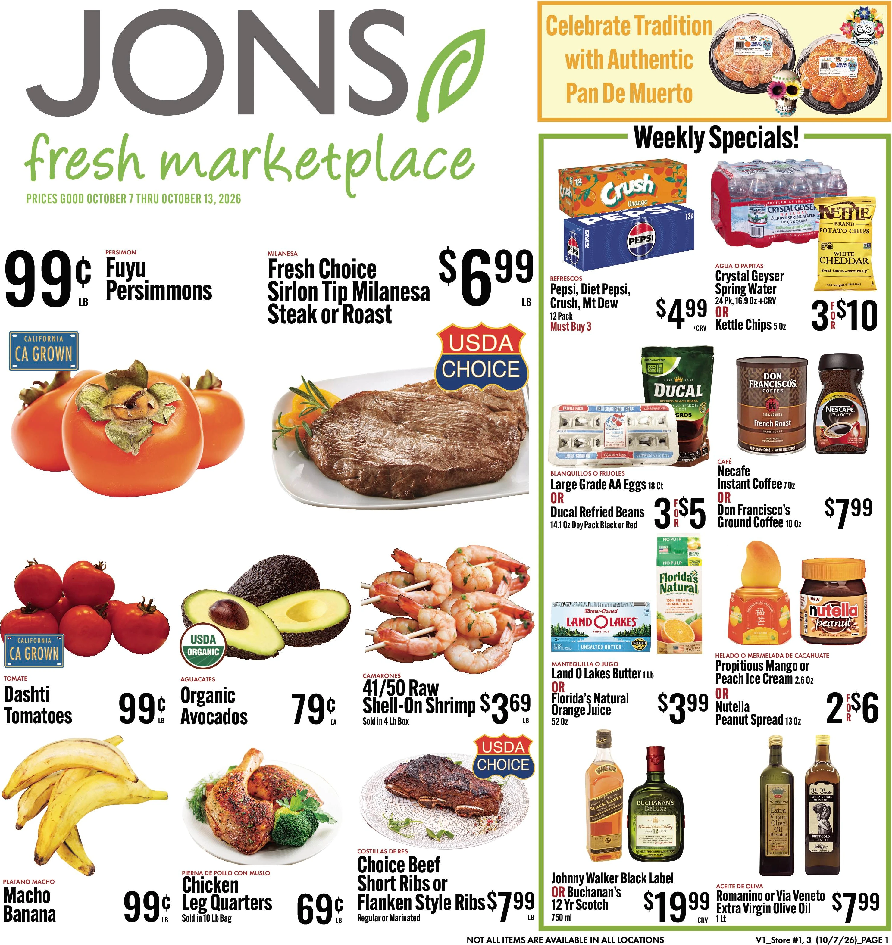 JONS Fresh Marketplace Page 1 of 6, weekly ad for Oct 7 - Oct 13, 2026