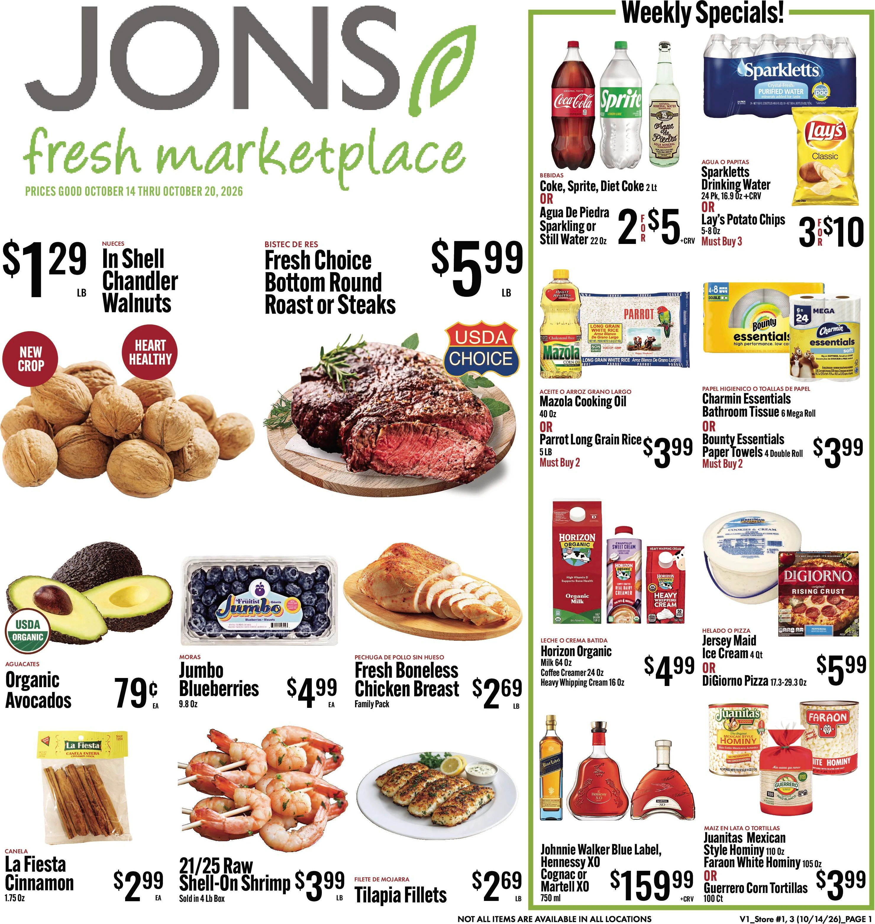 JONS Fresh Marketplace Page 1 of 6, weekly ad for Oct 14 - Oct 20, 2026