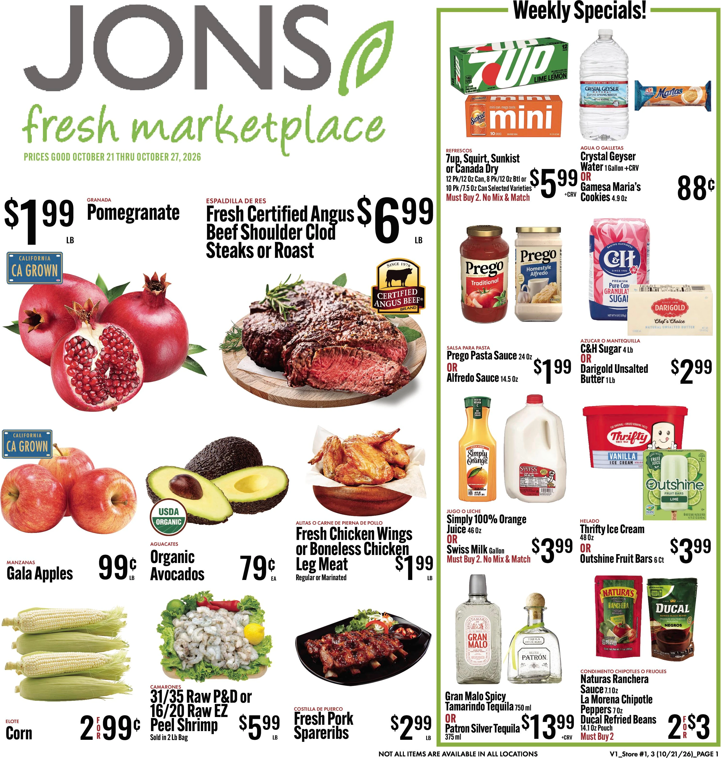 JONS Fresh Marketplace Page 1 of 4, weekly ad for Oct 21 - Oct 27, 2026
