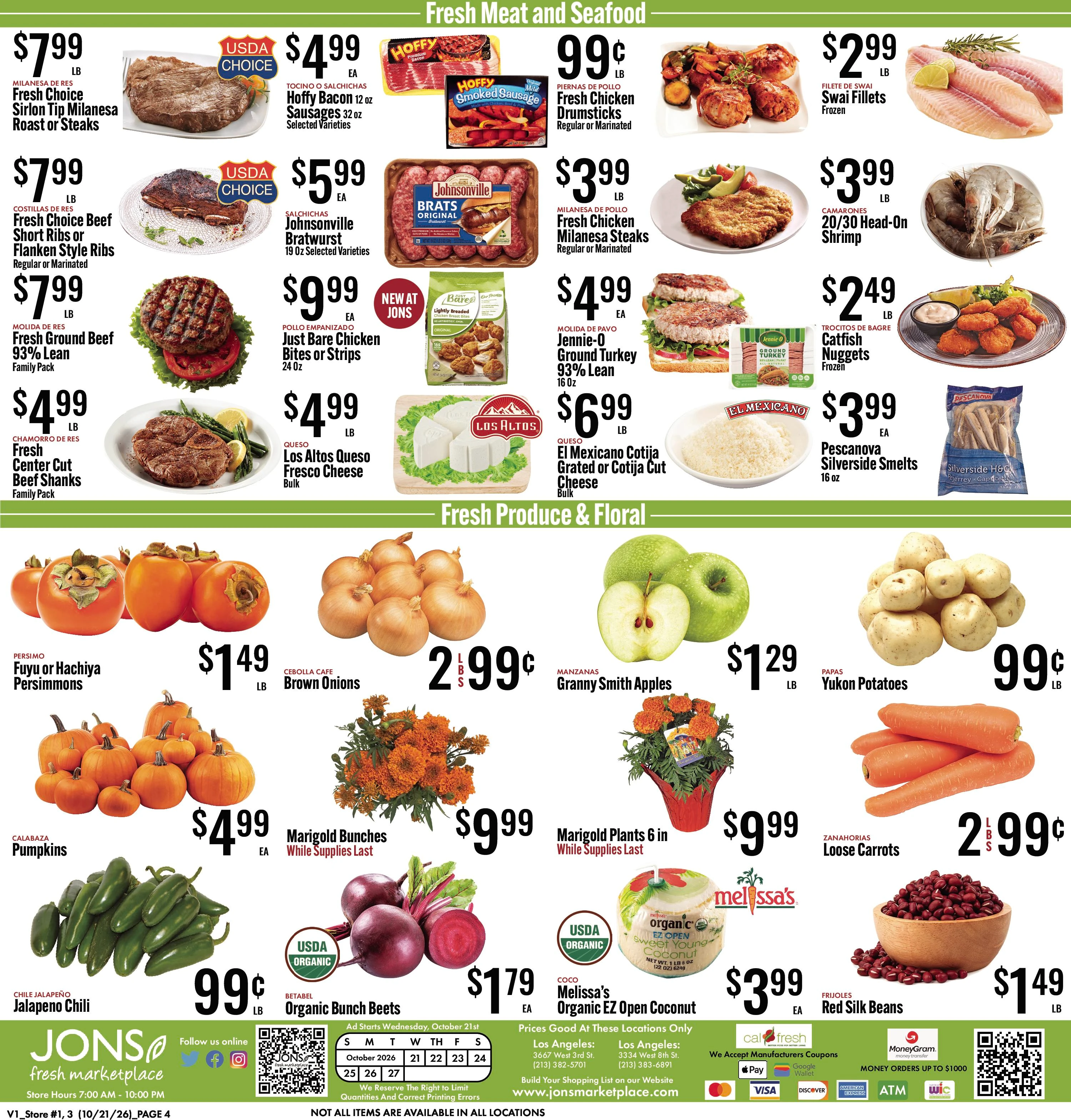 JONS Fresh Marketplace Page 4 of 4, weekly ad for Oct 21 - Oct 27, 2026