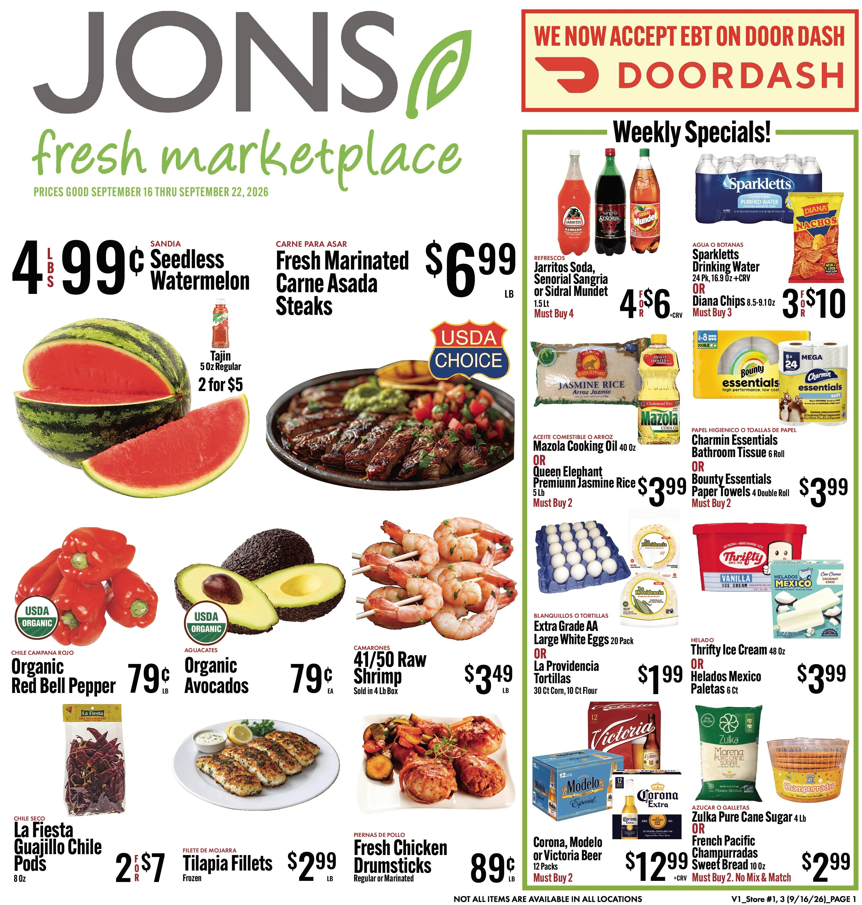 JONS Fresh Marketplace Page 1 of 4, weekly ad for Sep 16 - Sep 22, 2026
