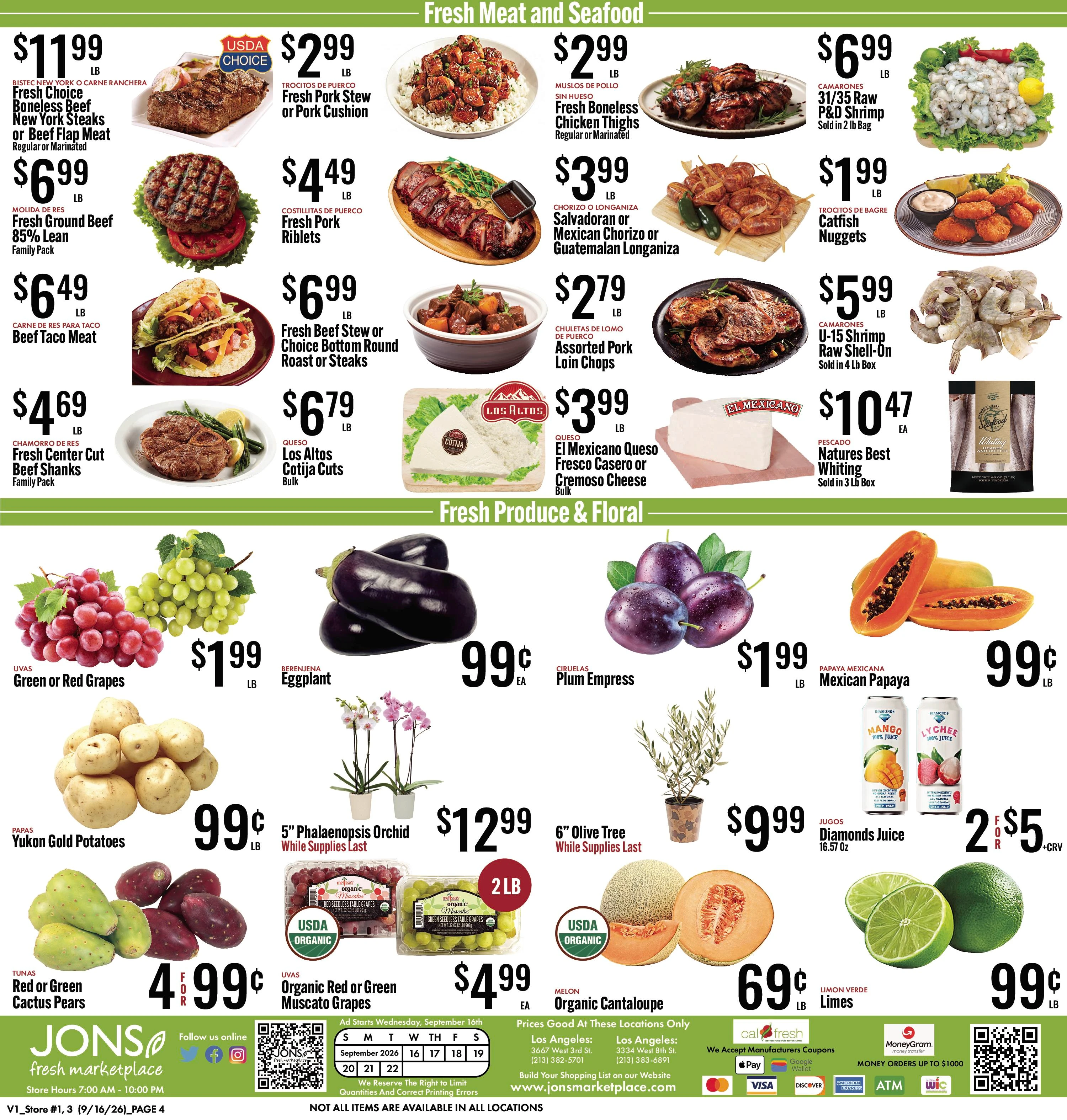 JONS Fresh Marketplace Page 4 of 4, weekly ad for Sep 16 - Sep 22, 2026