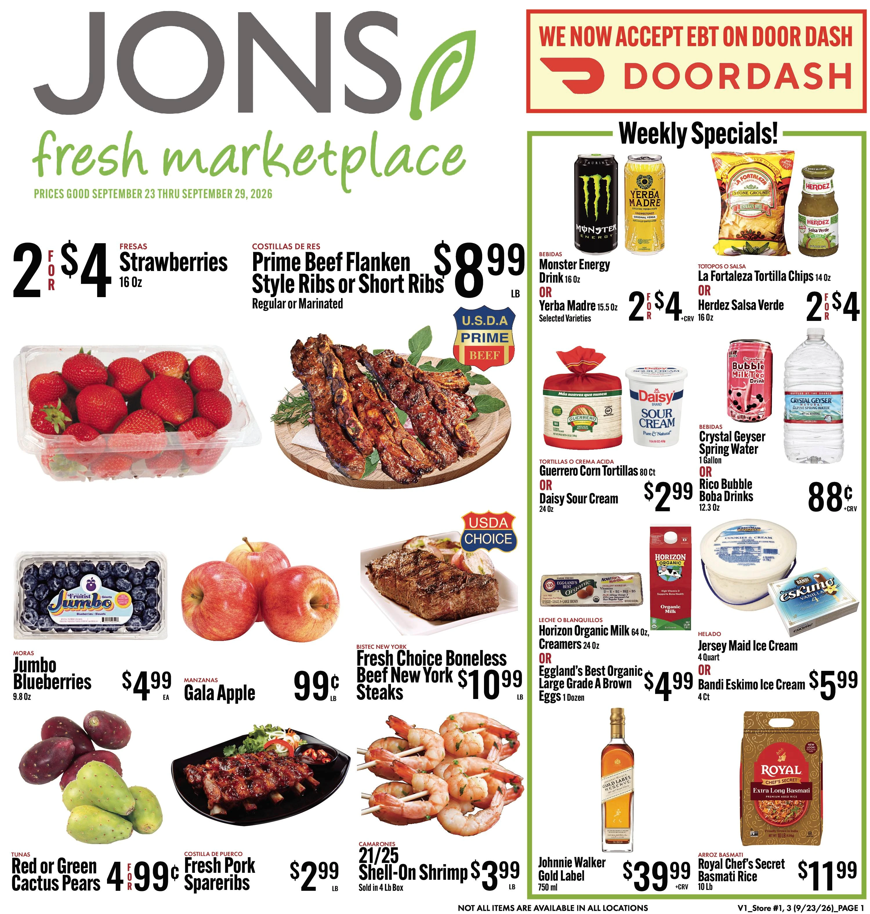JONS Fresh Marketplace Page 1 of 4, weekly ad for Sep 23 - Sep 29, 2026