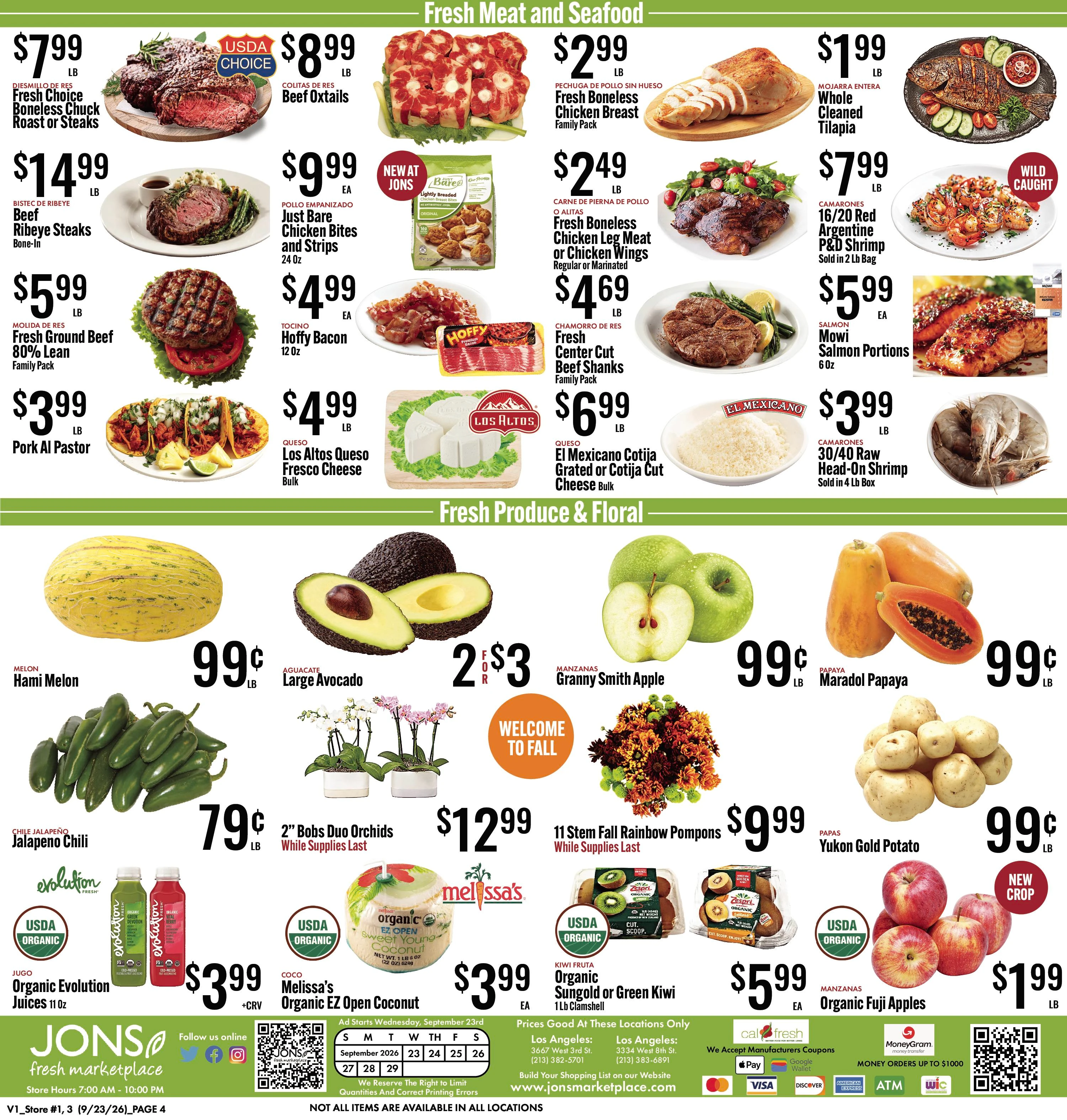 JONS Fresh Marketplace Page 4 of 4, weekly ad for Sep 23 - Sep 29, 2026