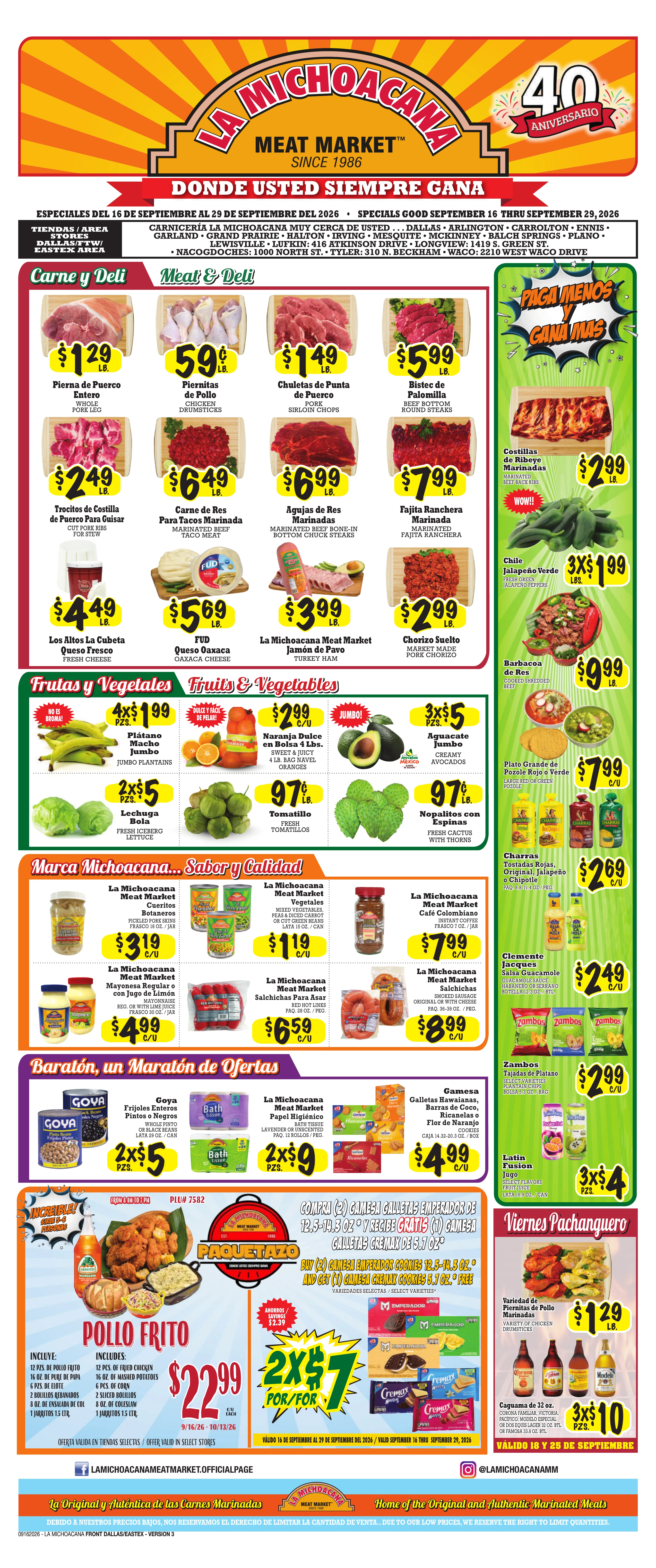 La Michoacana Meat Market weekly ad flyer, Aug19 – Sep01, 2026
