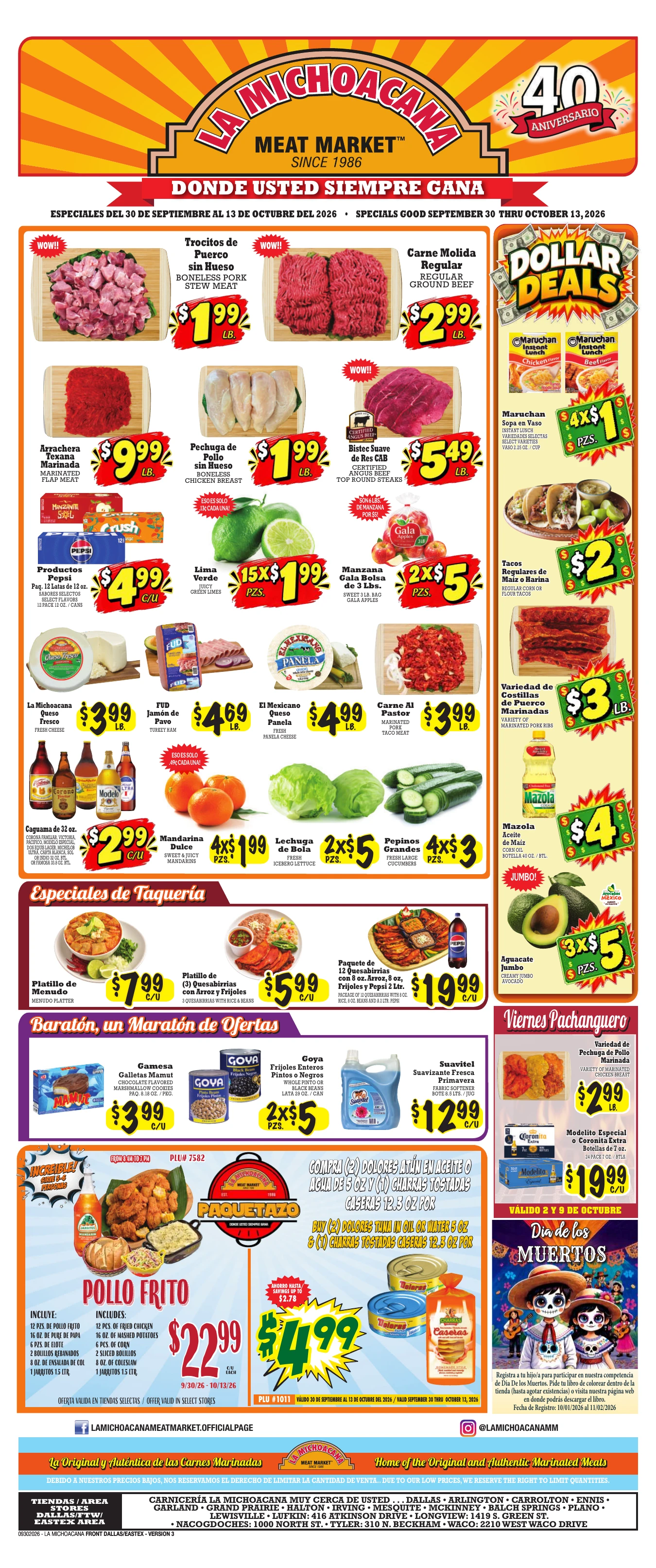 La Michoacana Meat Market Page 1 of 2, weekly ad for Sep 30 - Oct 13, 2026