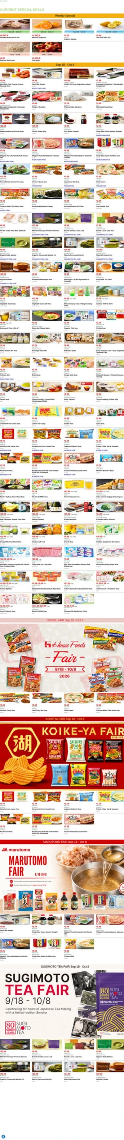 Mitsuwa Marketplace Page 1 of 1, weekly ad for Sep 18 - Sep 24, 2026