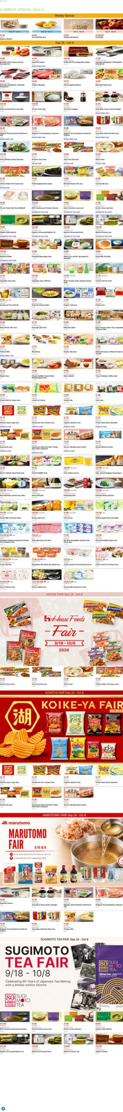 Mitsuwa Marketplace Page 1 of 1, weekly ad for Sep 25 - Oct 1, 2026