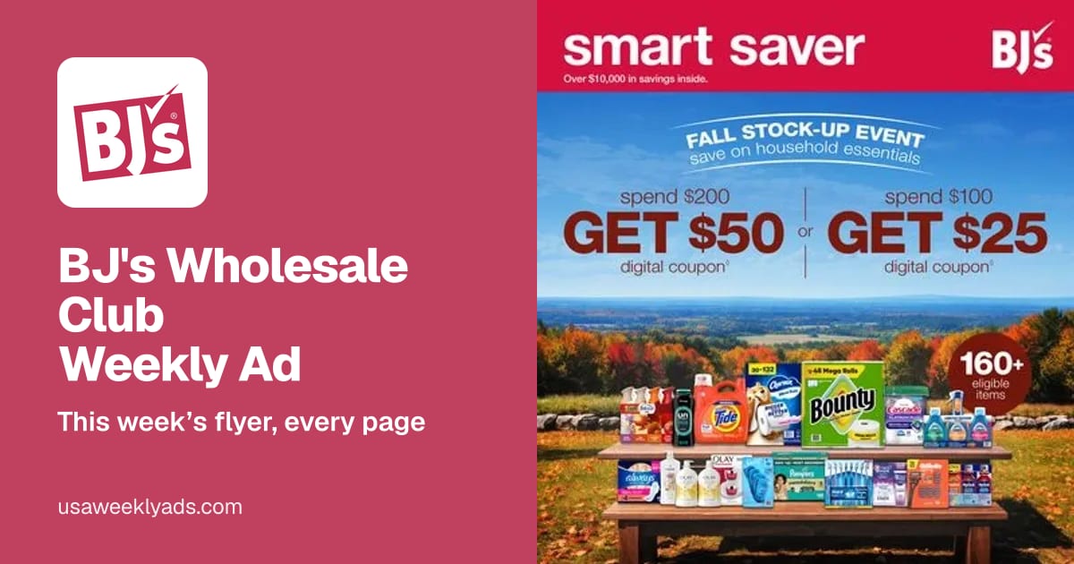 BJ's Wholesale Club weekly ad, Sep 29 - Nov 1, 2026