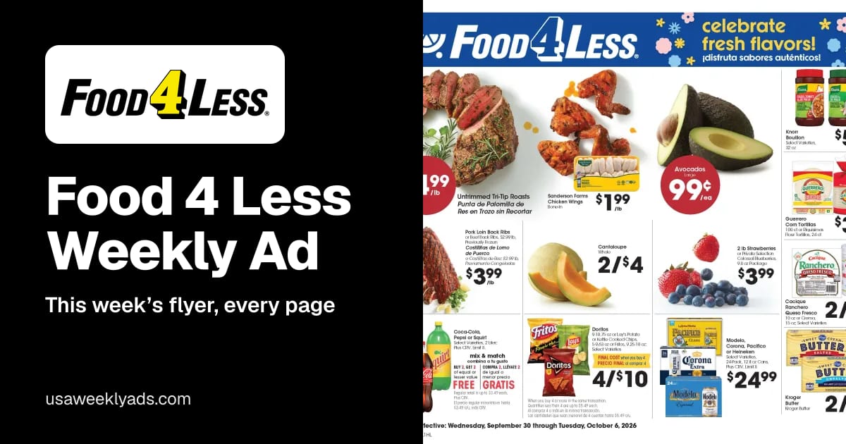 Food 4 Less weekly ad, Oct 14 - Oct 20, 2026