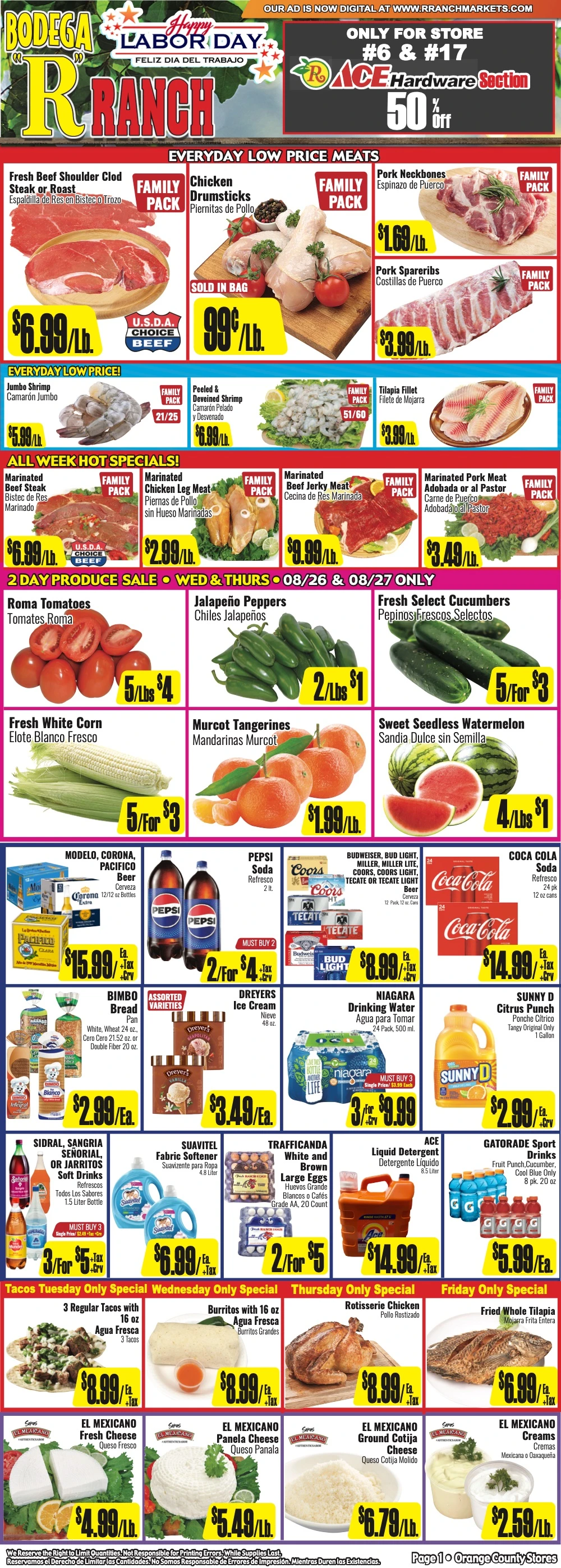R Ranch Markets weekly ad page 1