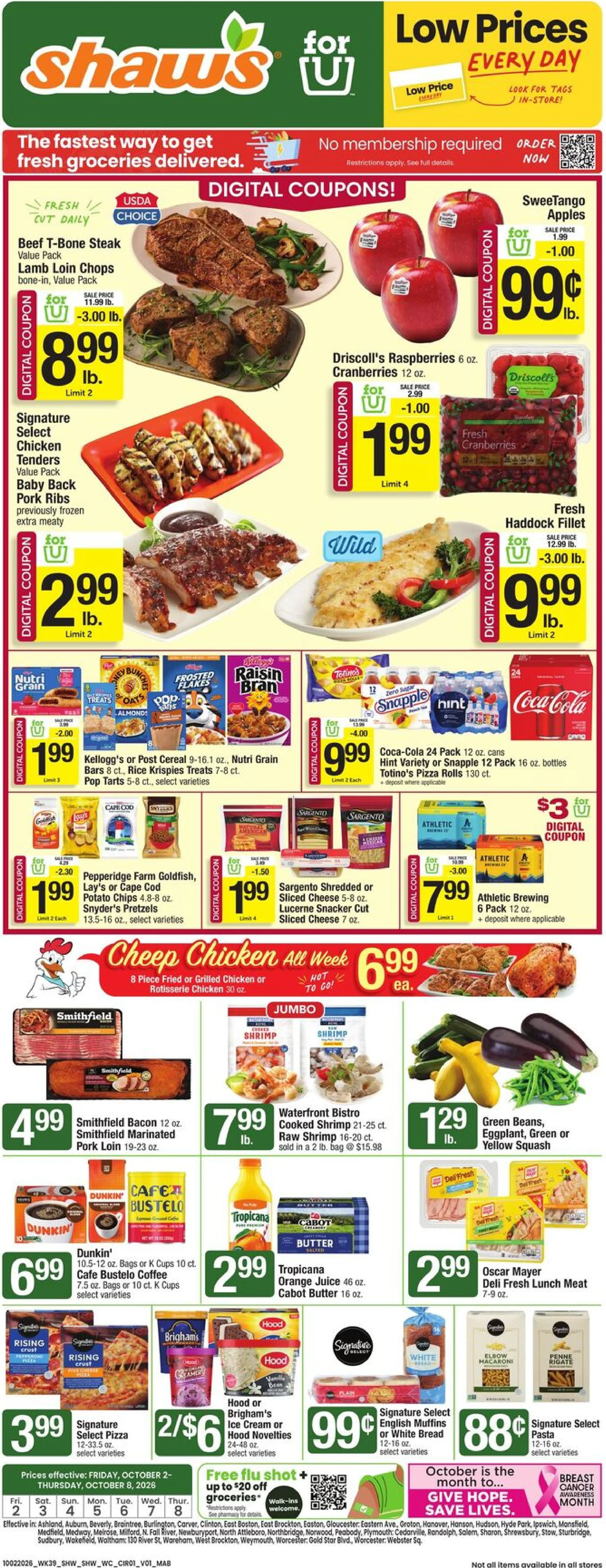 Shaw's Page 1 of 8, weekly ad for Oct 2 - Oct 8, 2026