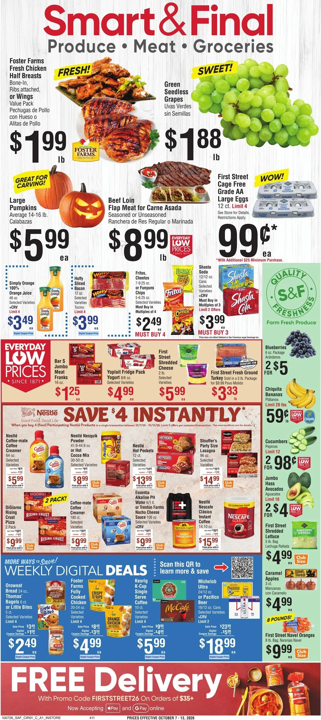 Smart & Final Page 1 of 2, weekly ad for Oct 7 - Oct 13, 2026