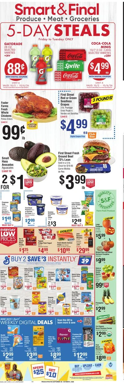 Smart & Final Page 1 of 2, weekly ad for Sep 30 - Oct 6, 2026