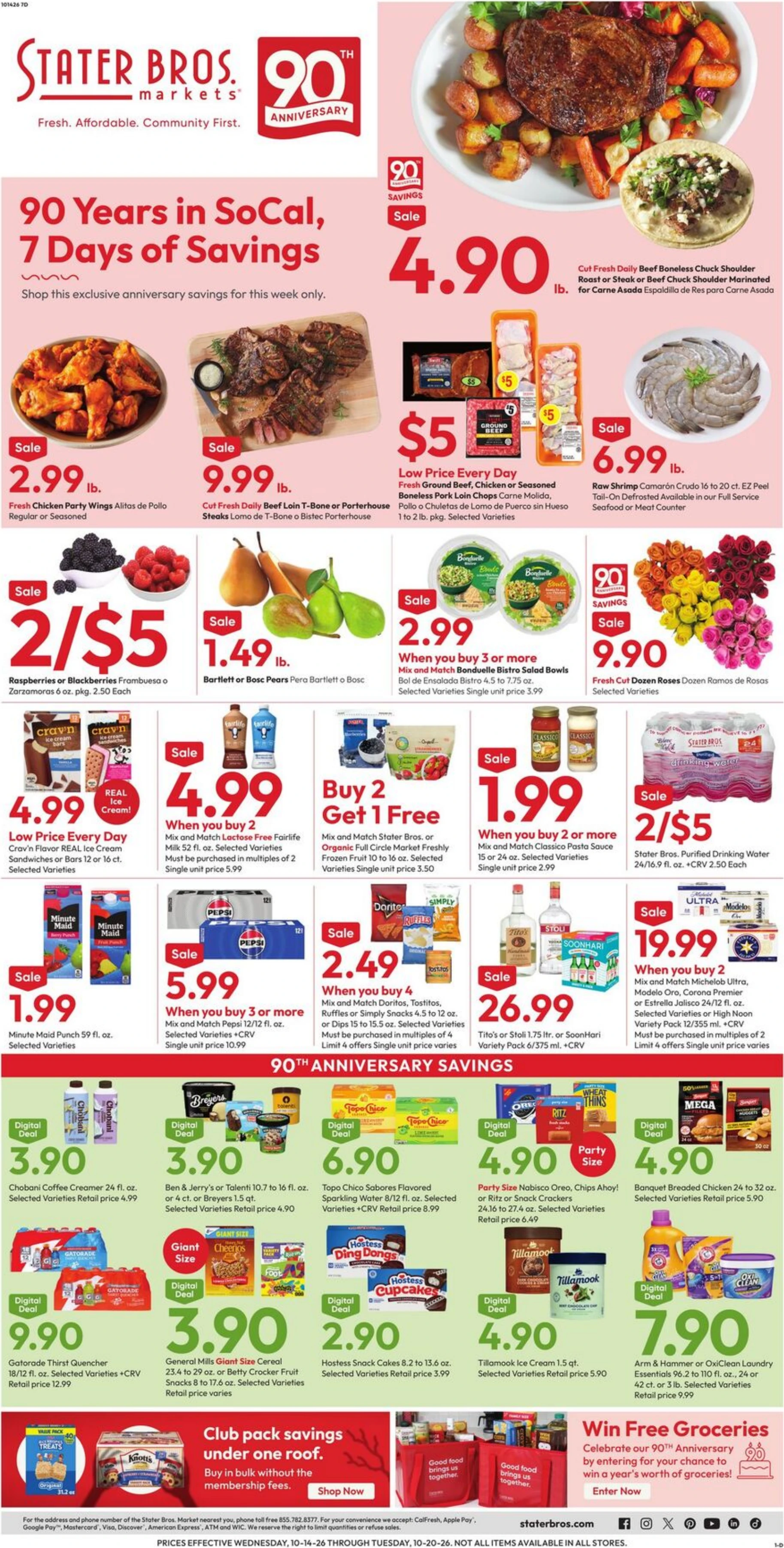 Stater Bros. Markets Page 1 of 7, weekly ad for Oct 14 - Oct 20, 2026