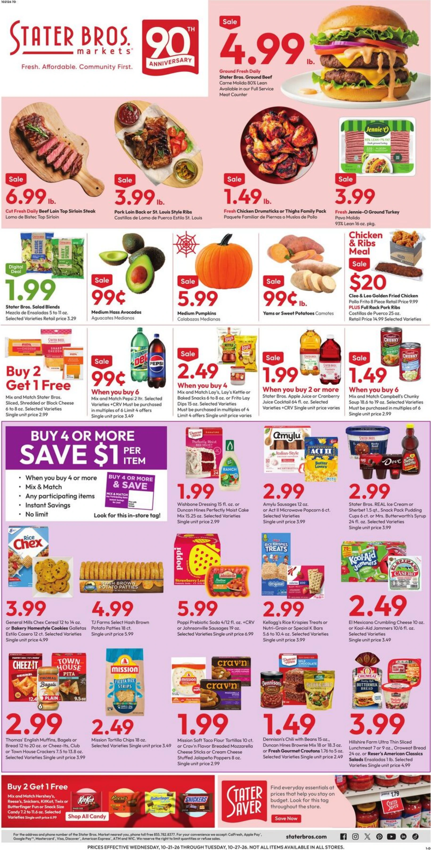 Stater Bros. Markets Page 1 of 7, weekly ad for Oct 21 - Oct 27, 2026