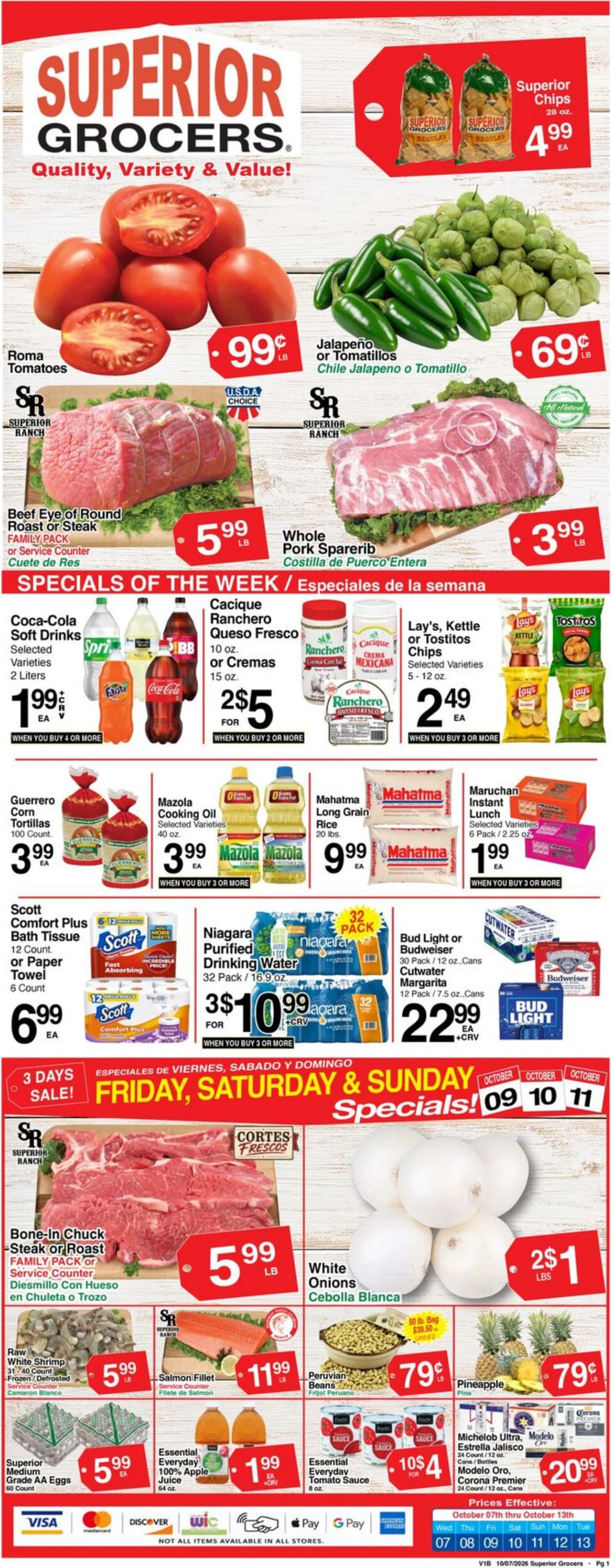 Superior Grocers Page 1 of 4, weekly ad for Oct 7 - Oct 13, 2026