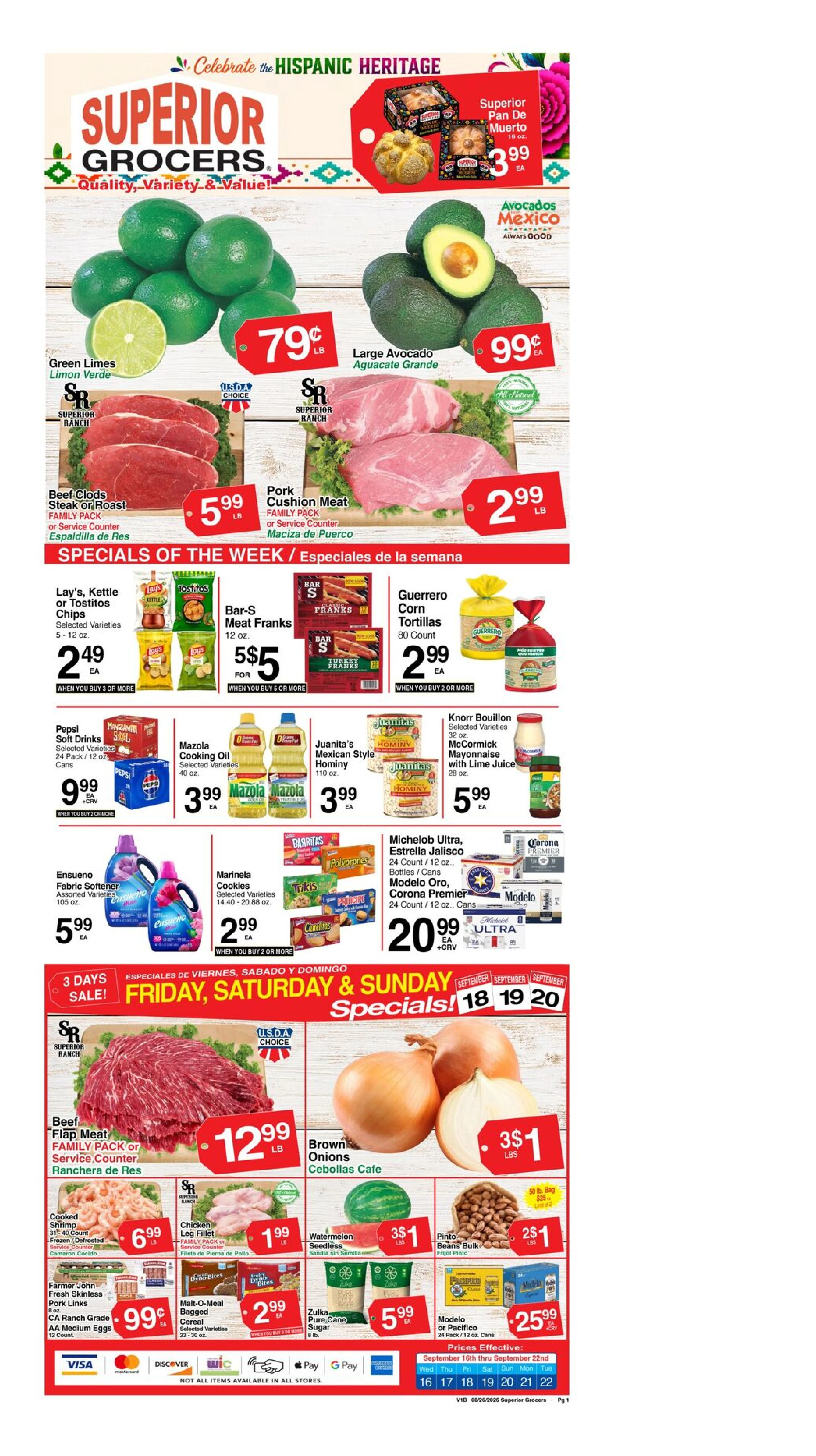 Superior Grocers Page 1 of 4, weekly ad for Sep 16 - Sep 22, 2026