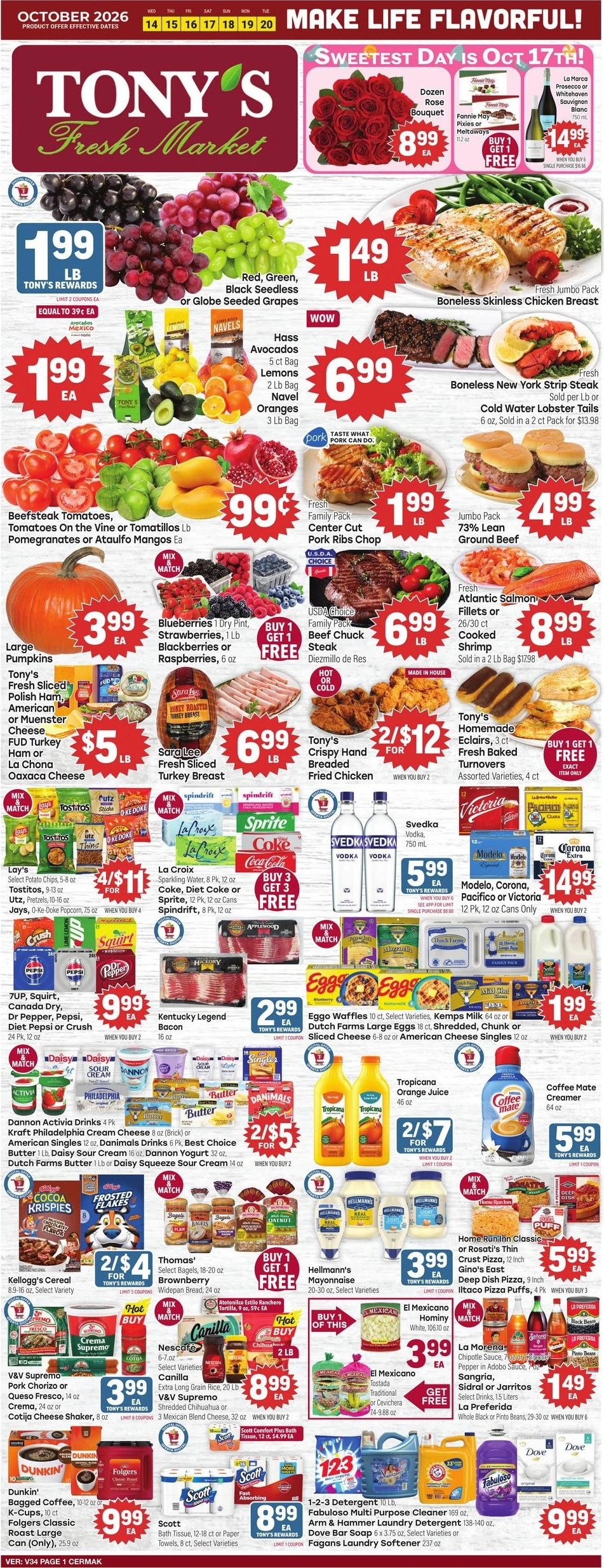 Tony's Fresh Market Page 1 of 4, weekly ad for Oct 14 - Oct 20, 2026