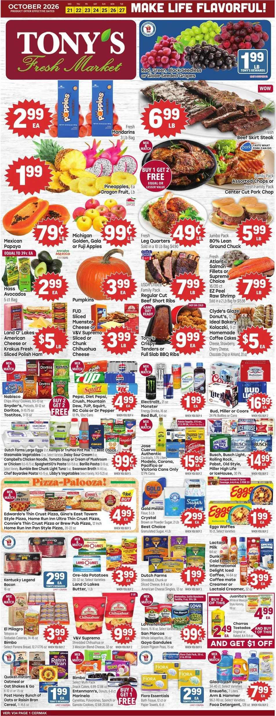 Tony's Fresh Market Page 1 of 4, weekly ad for Oct 21 - Oct 27, 2026