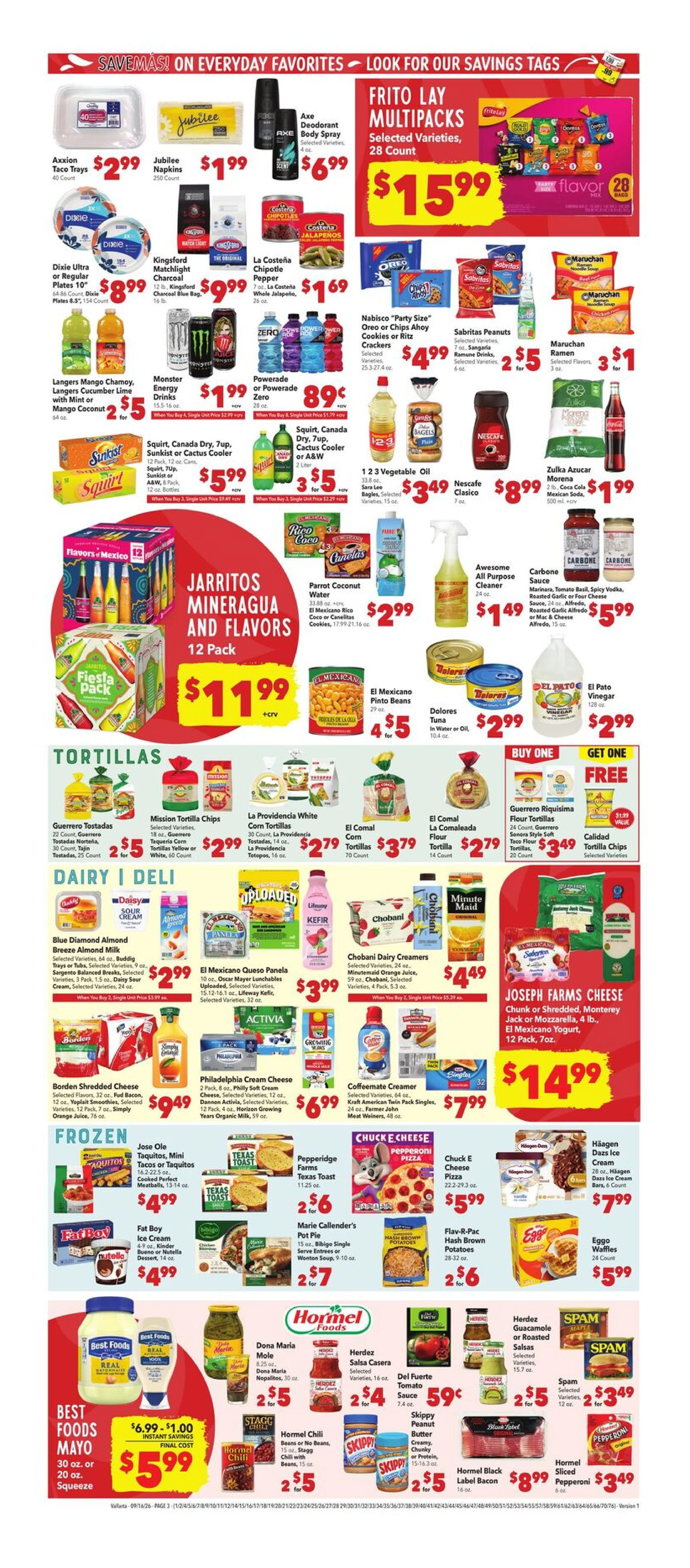 Vallarta Supermarkets Page 3 of 4, weekly ad for Sep 16 - Sep 22, 2026