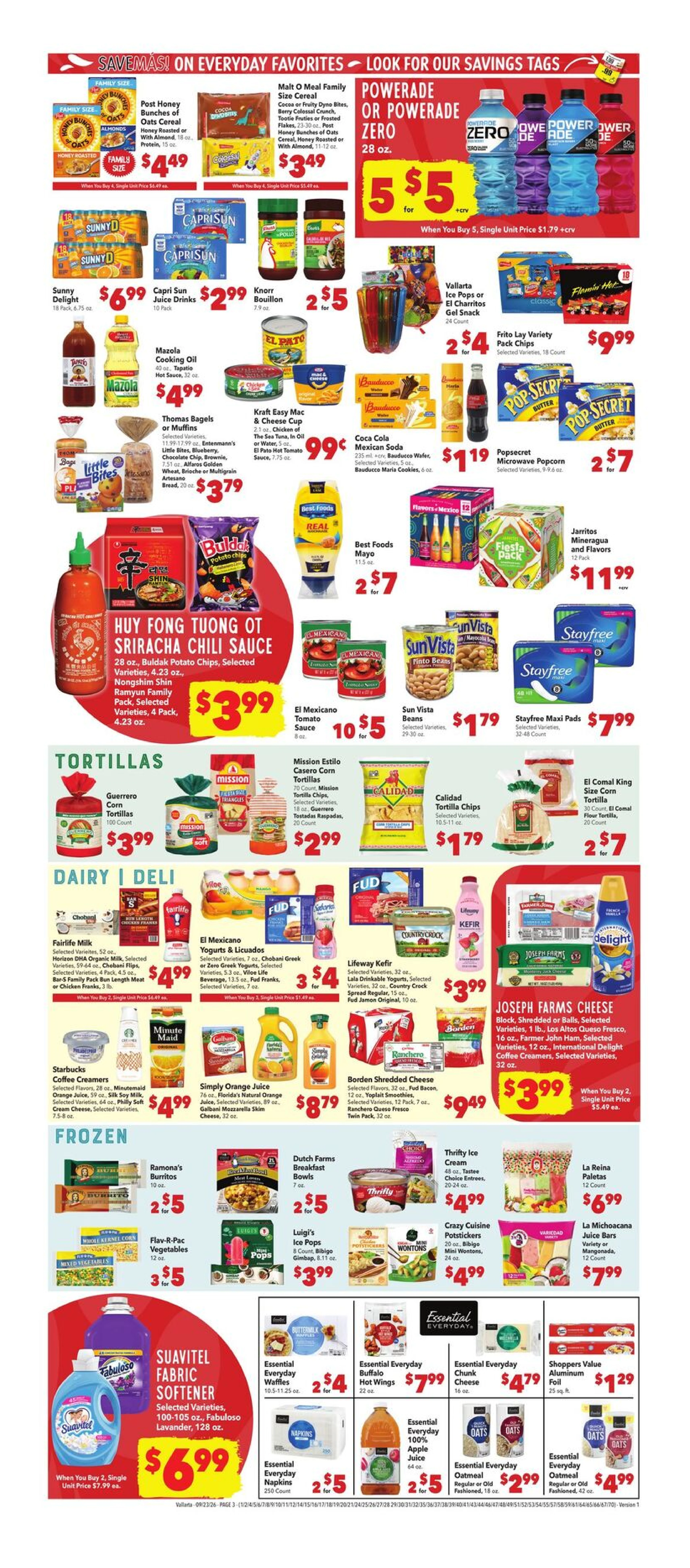 Vallarta Supermarkets Page 3 of 4, weekly ad for Sep 23 - Sep 29, 2026