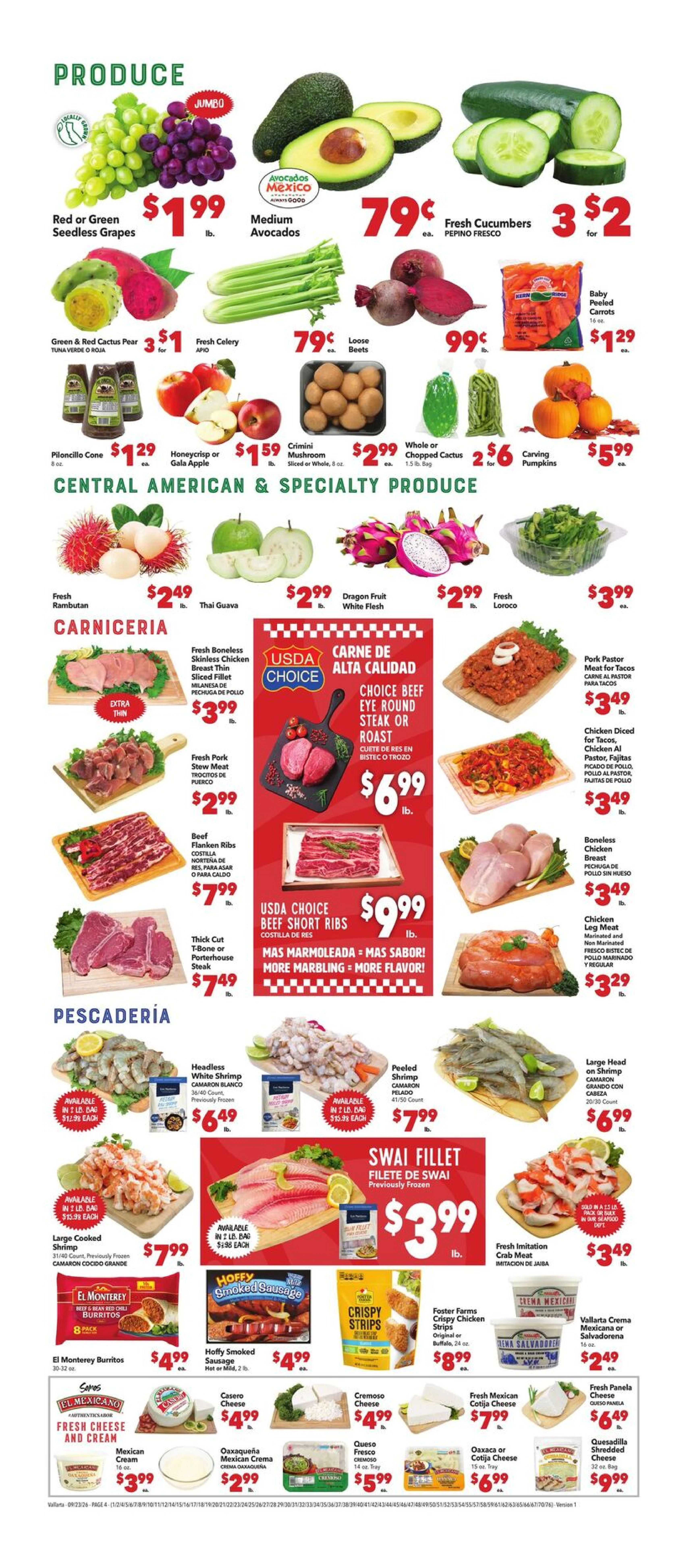 Vallarta Supermarkets Page 4 of 4, weekly ad for Sep 23 - Sep 29, 2026
