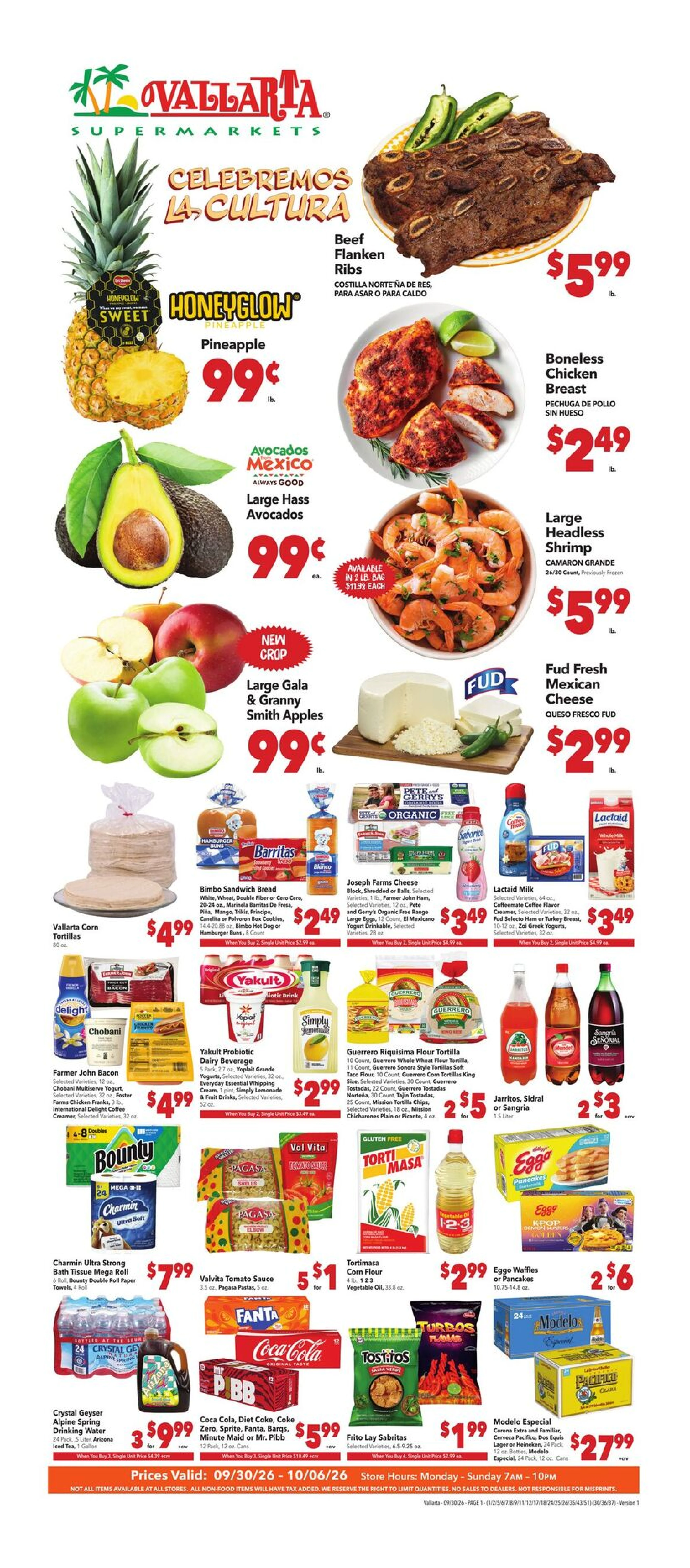 Vallarta Supermarkets Page 1 of 4, weekly ad for Sep 30 - Oct 6, 2026
