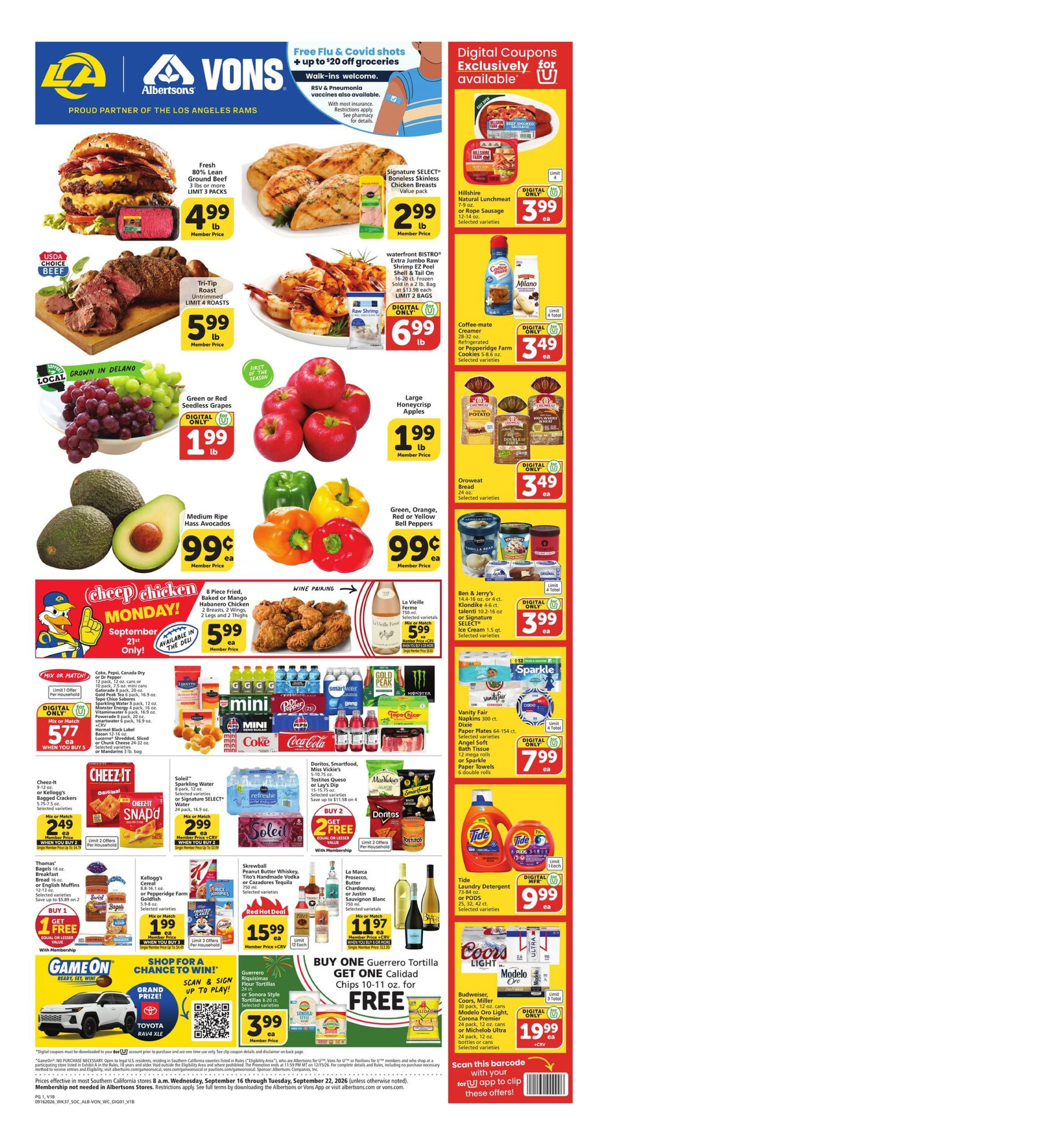 Vons weekly ad flyer, Sep16 – Sep22, 2026