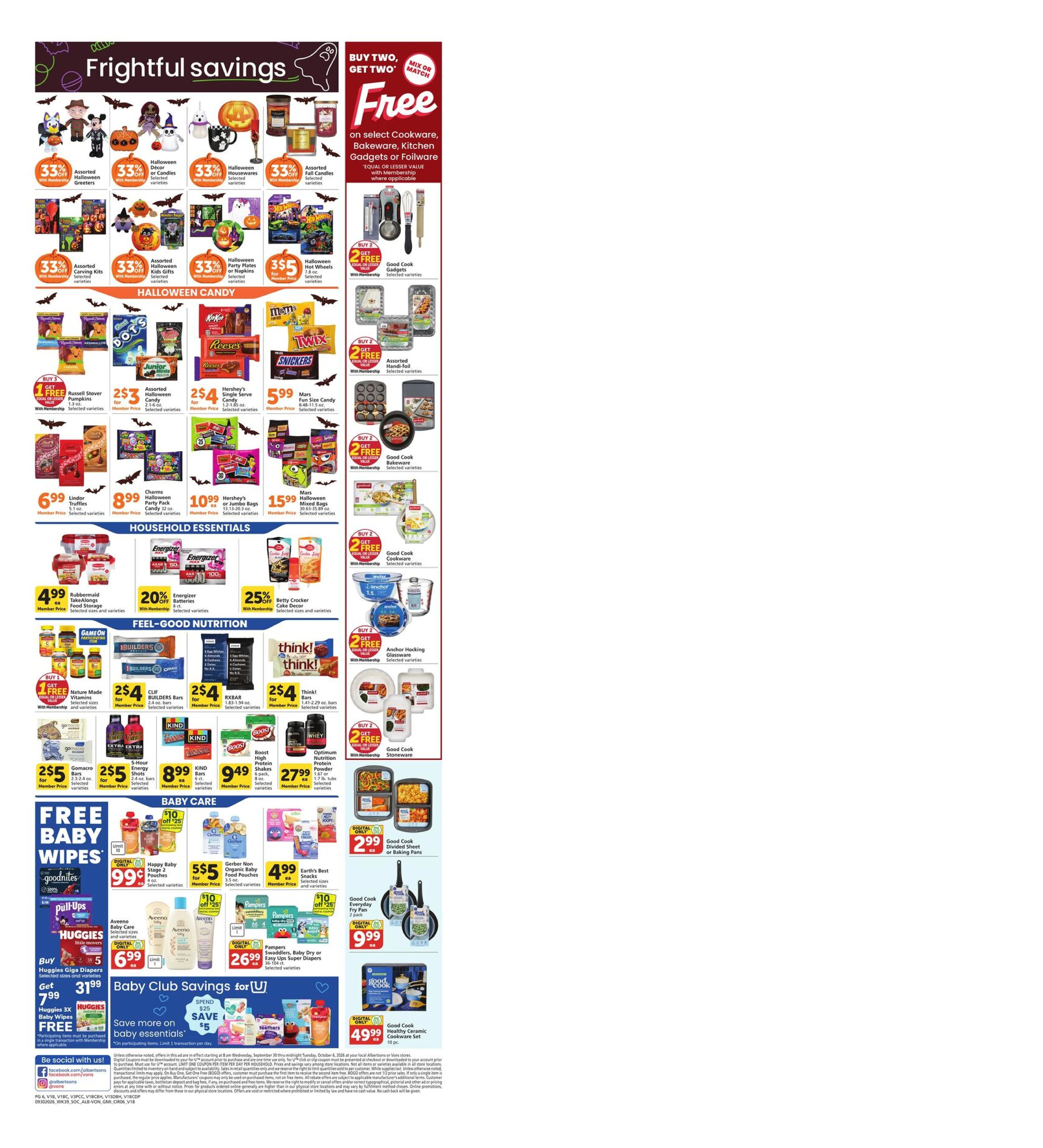 Vons Page 6 of 6, weekly ad for Sep 30 - Oct 6, 2026