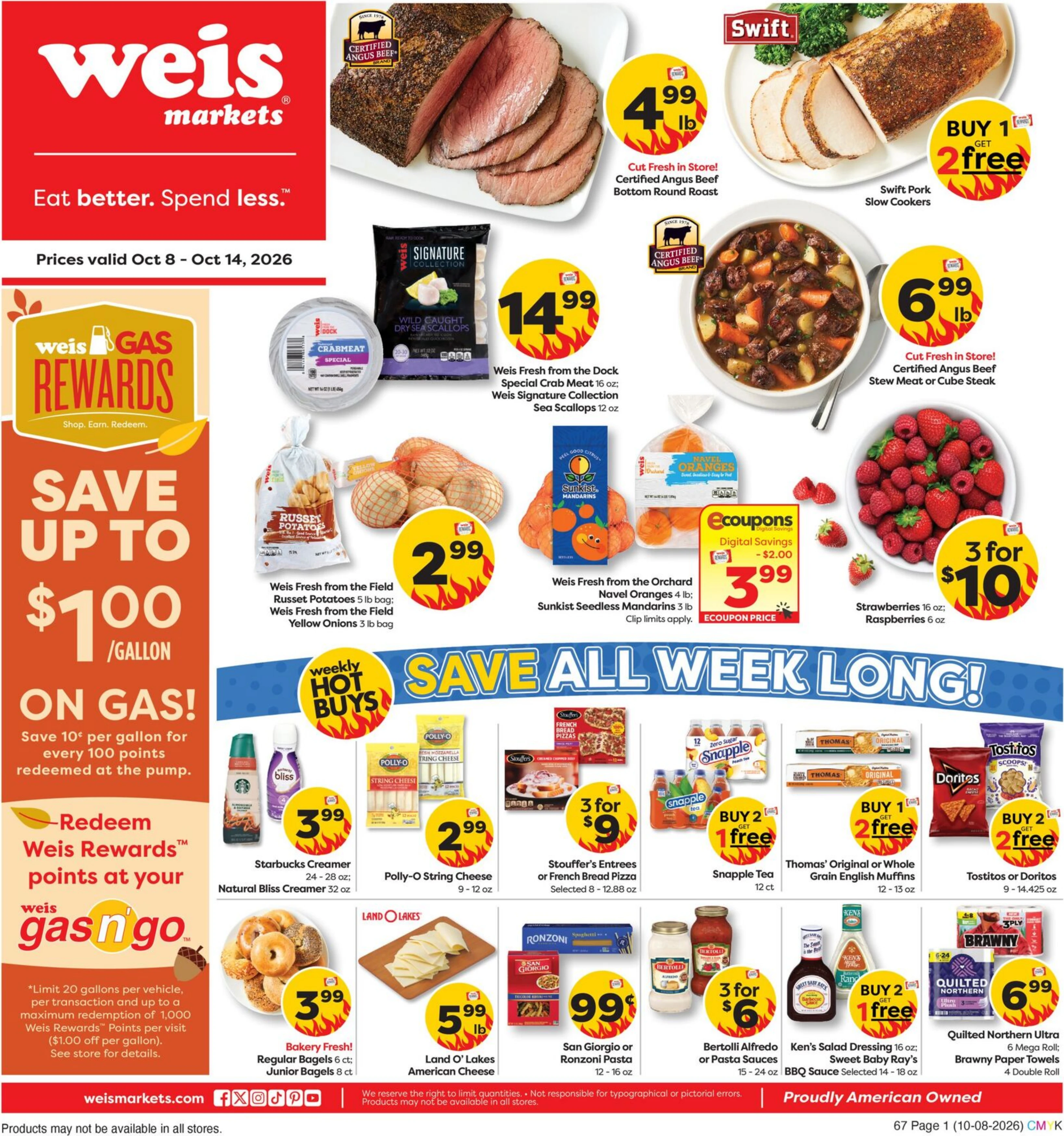 Weis Markets Page 1 of 4, weekly ad for Oct 8 - Oct 14, 2026