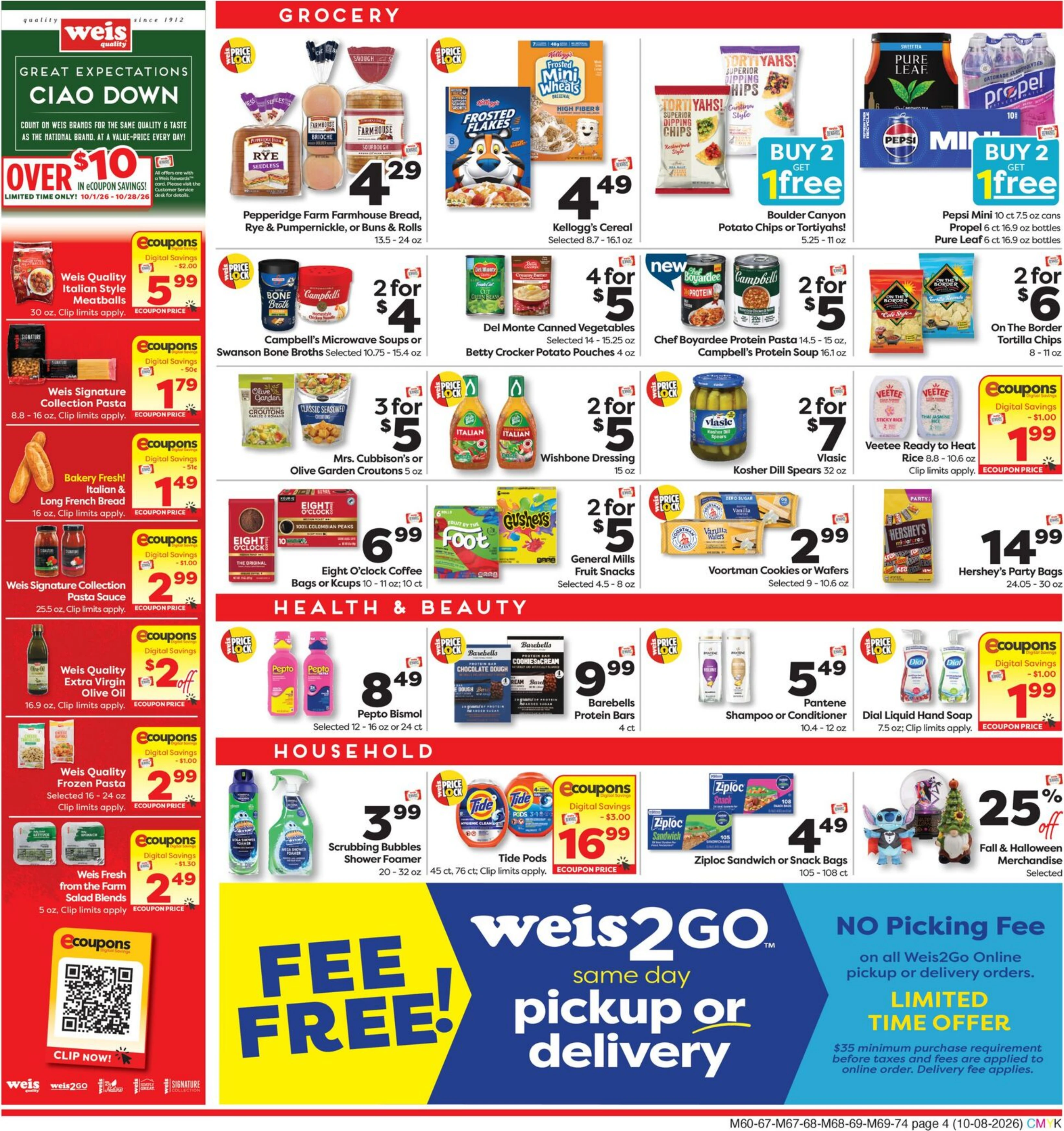 Weis Markets Page 4 of 4, weekly ad for Oct 8 - Oct 14, 2026