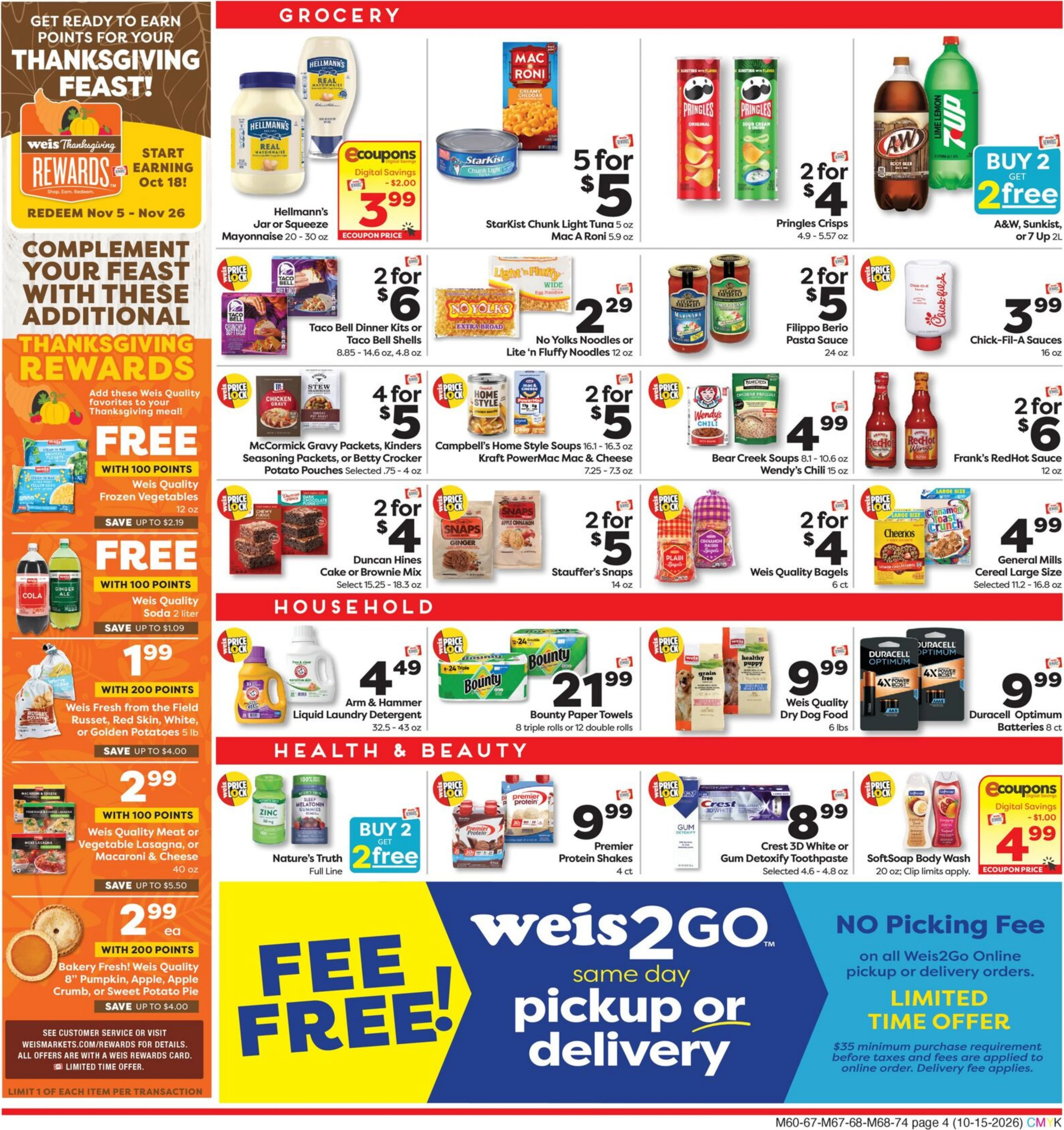 Weis Markets Page 4 of 4, weekly ad for Oct 15 - Oct 21, 2026